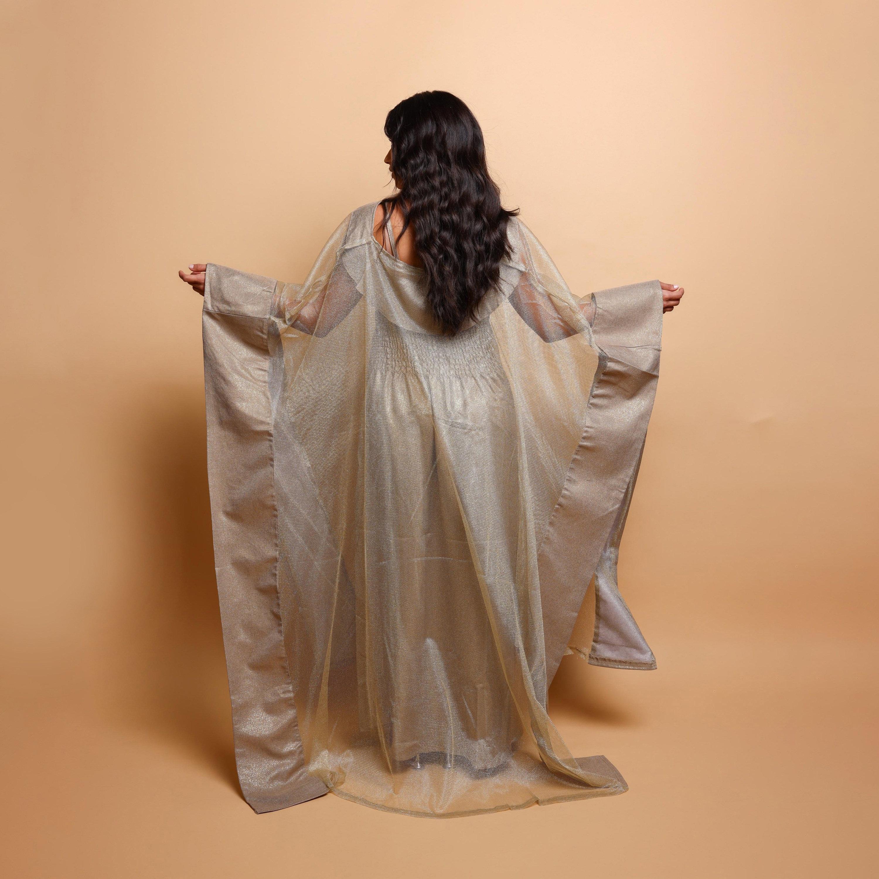 جلابية سهرة نسائية بأسلوب القفطان مع طبقة علوية شفافة من إكسا-women-arabicclothing-jalabiyas-image-5