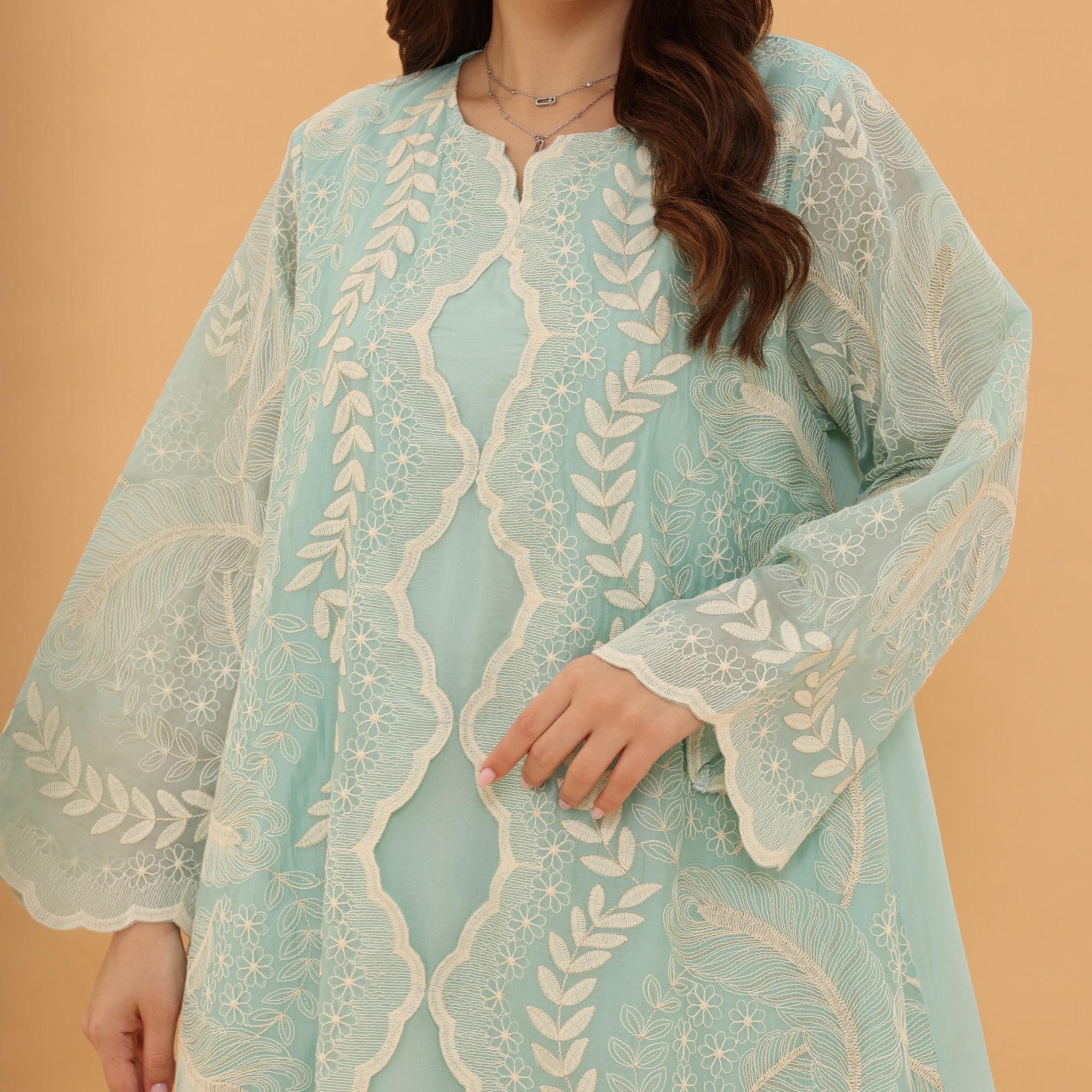 IKKXA Wide Sleeves Lace Embroidered Women's Jalabiya-women-clothing-dresses-image-2