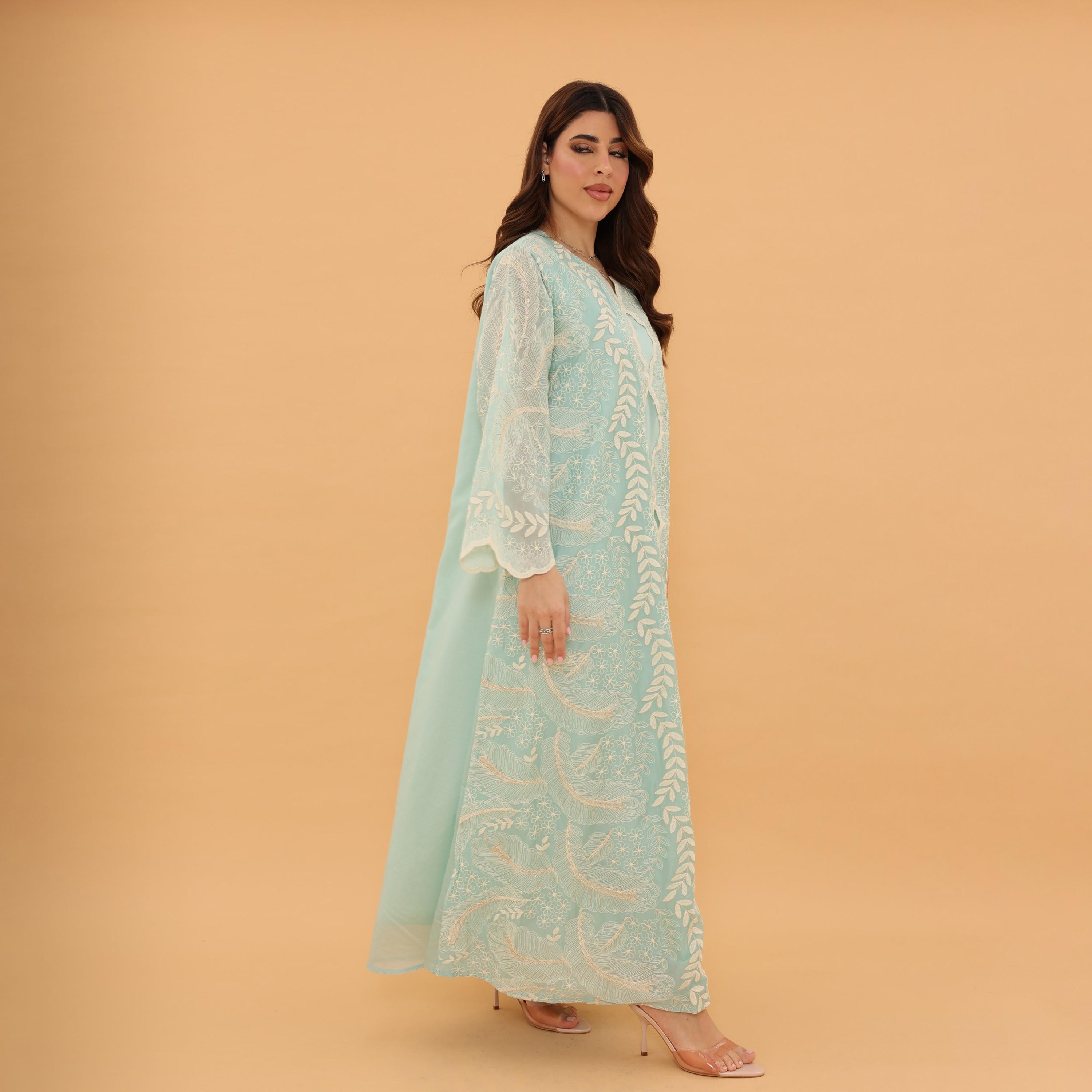 IKKXA Wide Sleeves Lace Embroidered Women's Jalabiya-women-clothing-dresses-image-3