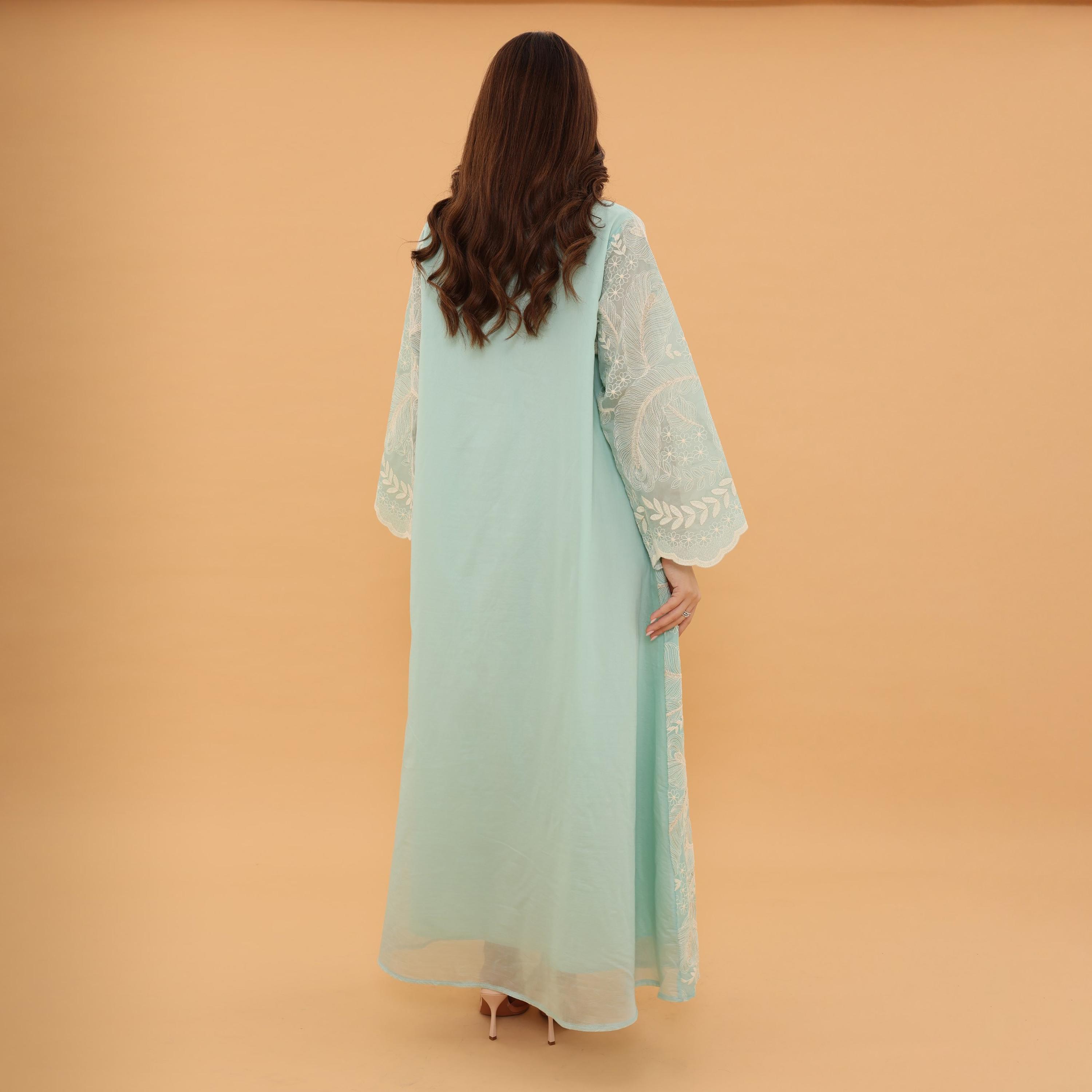 IKKXA Wide Sleeves Lace Embroidered Women's Jalabiya-women-clothing-dresses-image-4