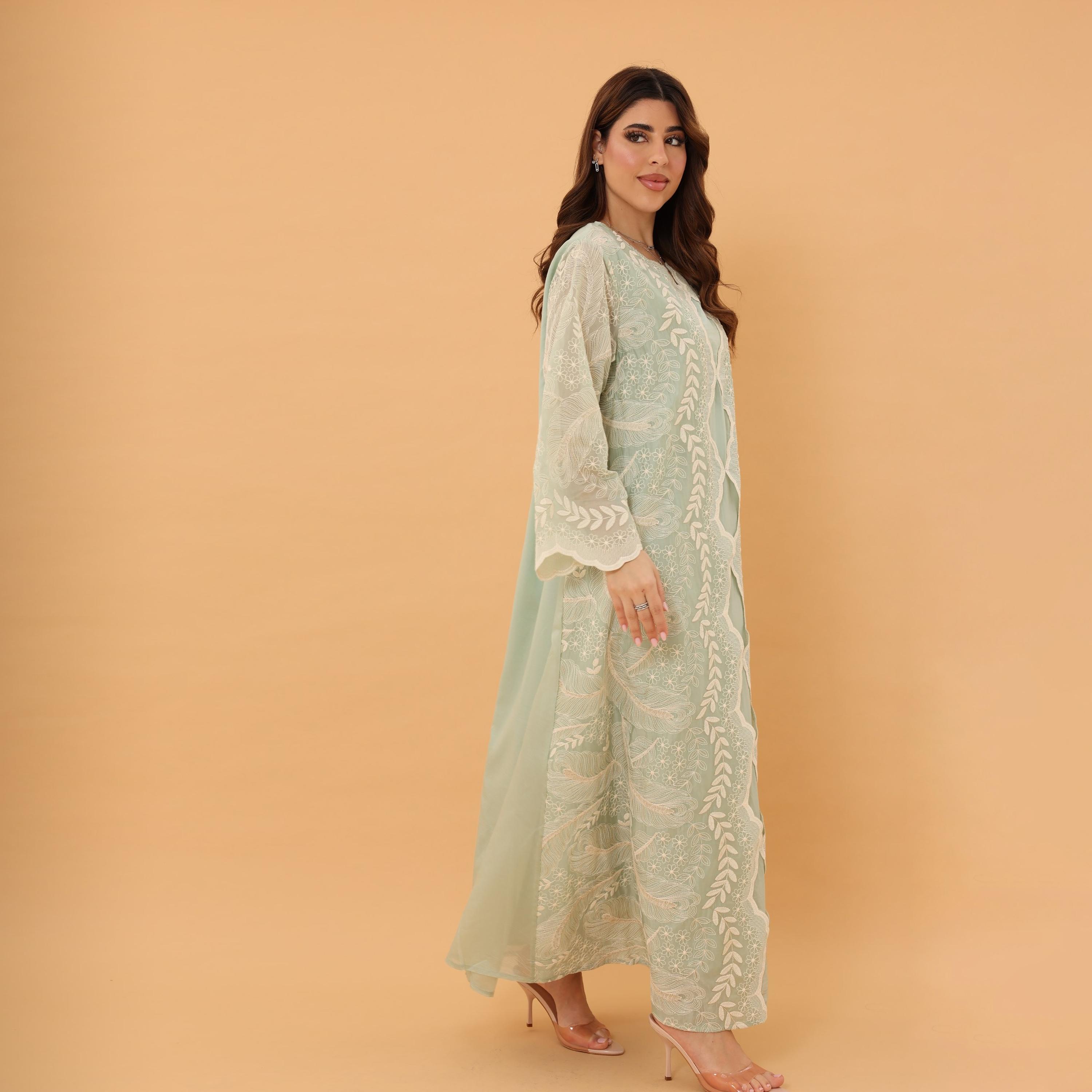 IKKXA Wide Sleeves Lace Embroidered Women's Jalabiya-women-clothing-dresses-image-3