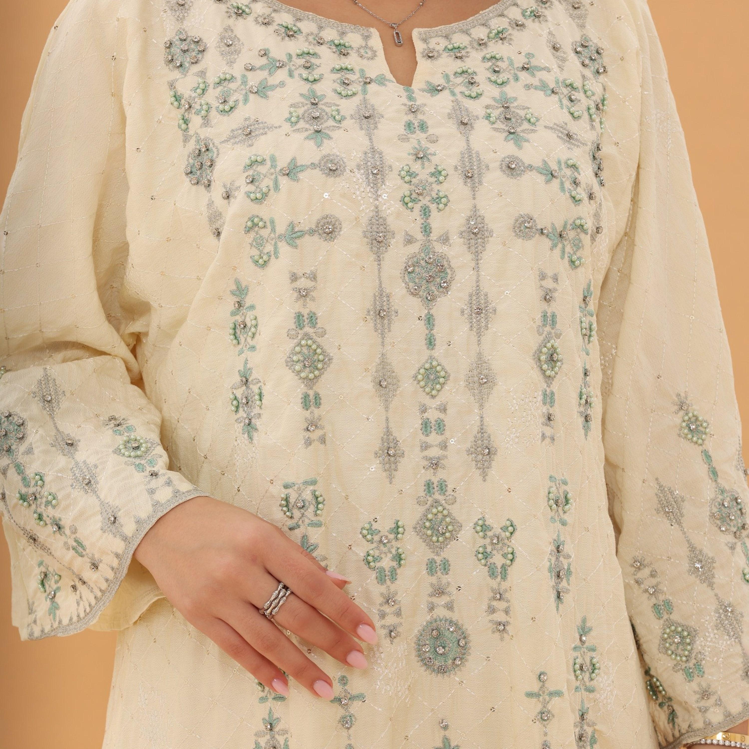 جلابية نسائية بأكمام واسعة مع تطريز وزينة من إككسا-women-arabicclothing-jalabiyas-image-2