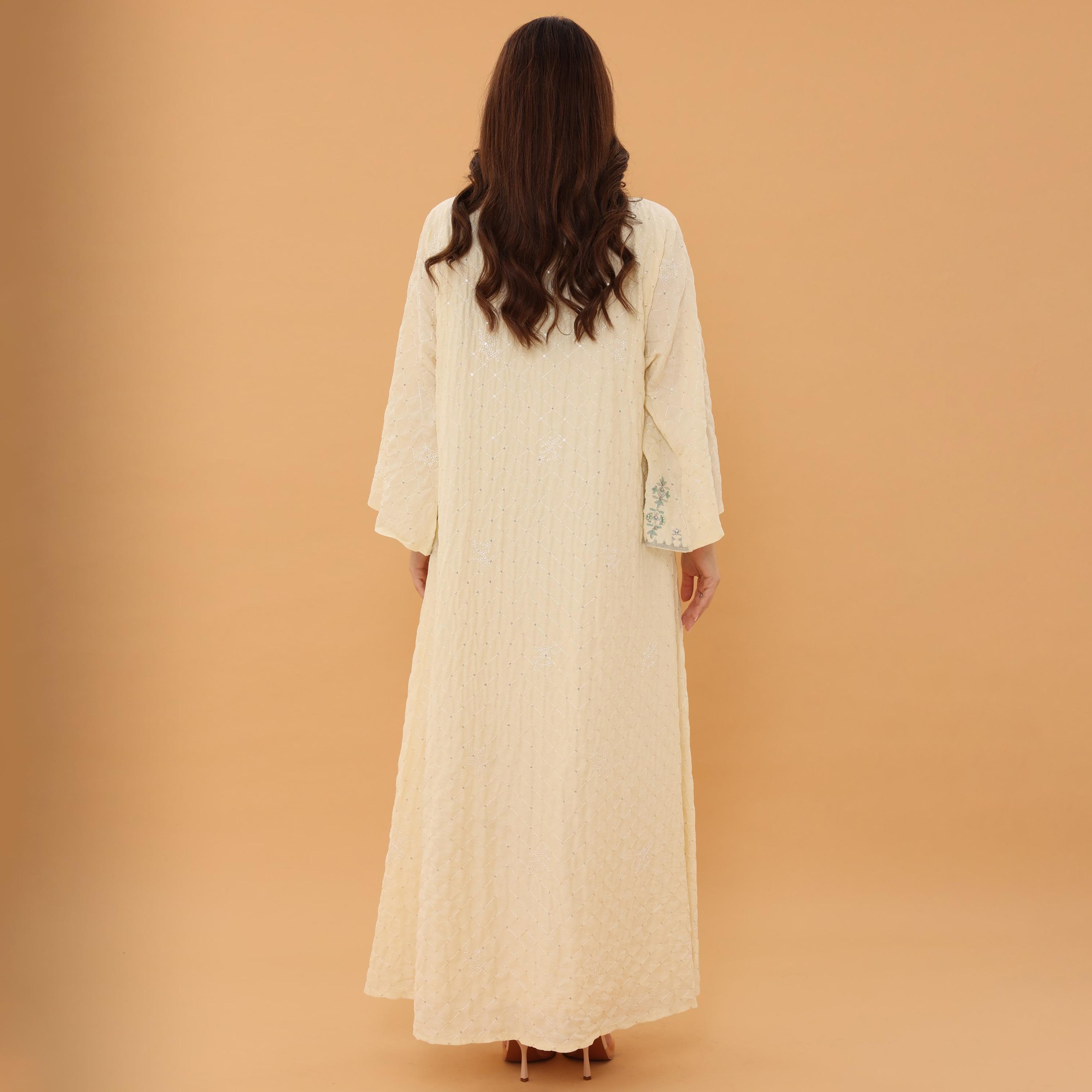 IKKXA Wide Sleeves Embroidered and Embellished Women's Jalabiya-women-arabicclothing-jalabiyas-image-5