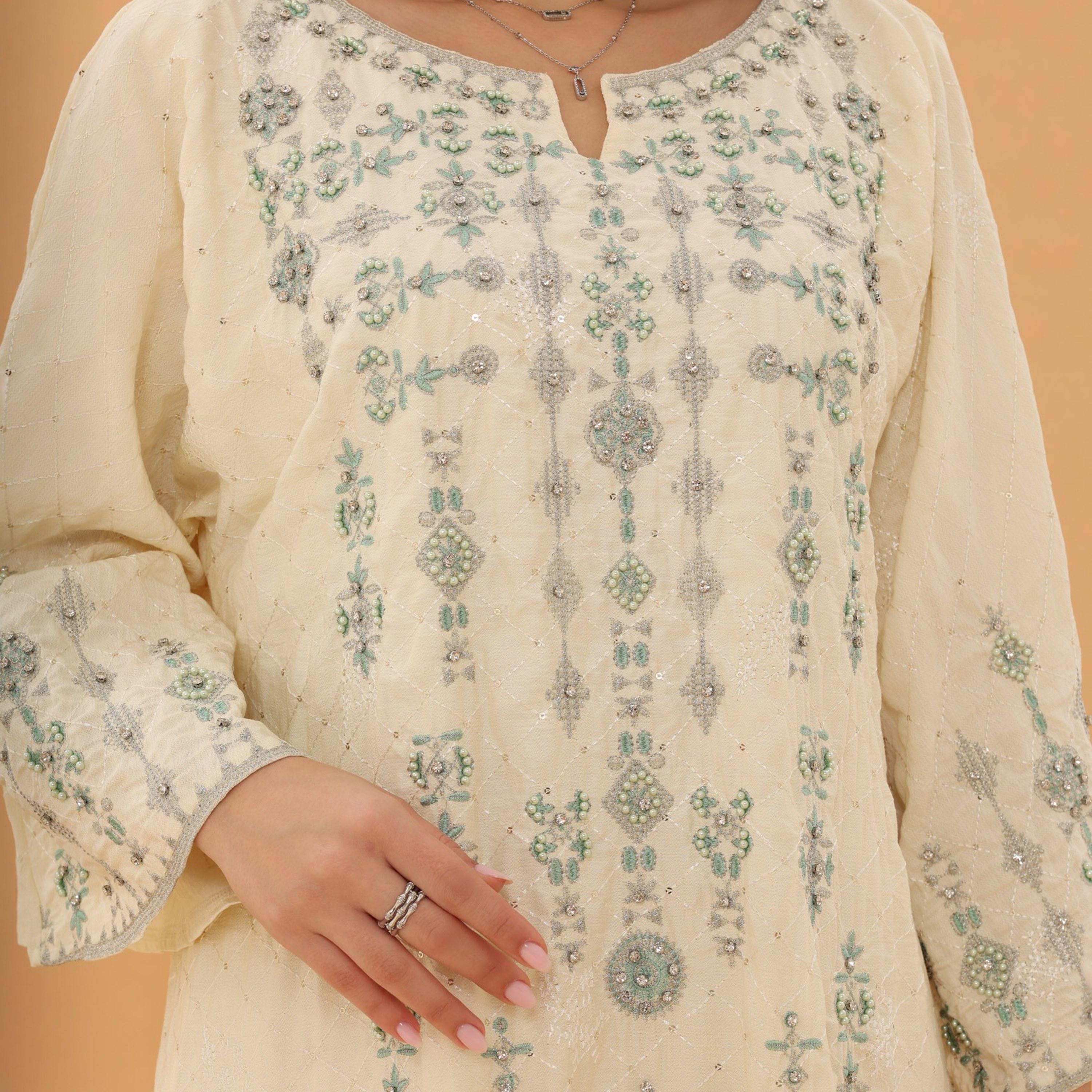 جلابية نسائية بأكمام واسعة مع تطريز وزينة من إككسا-women-arabicclothing-jalabiyas-image-17