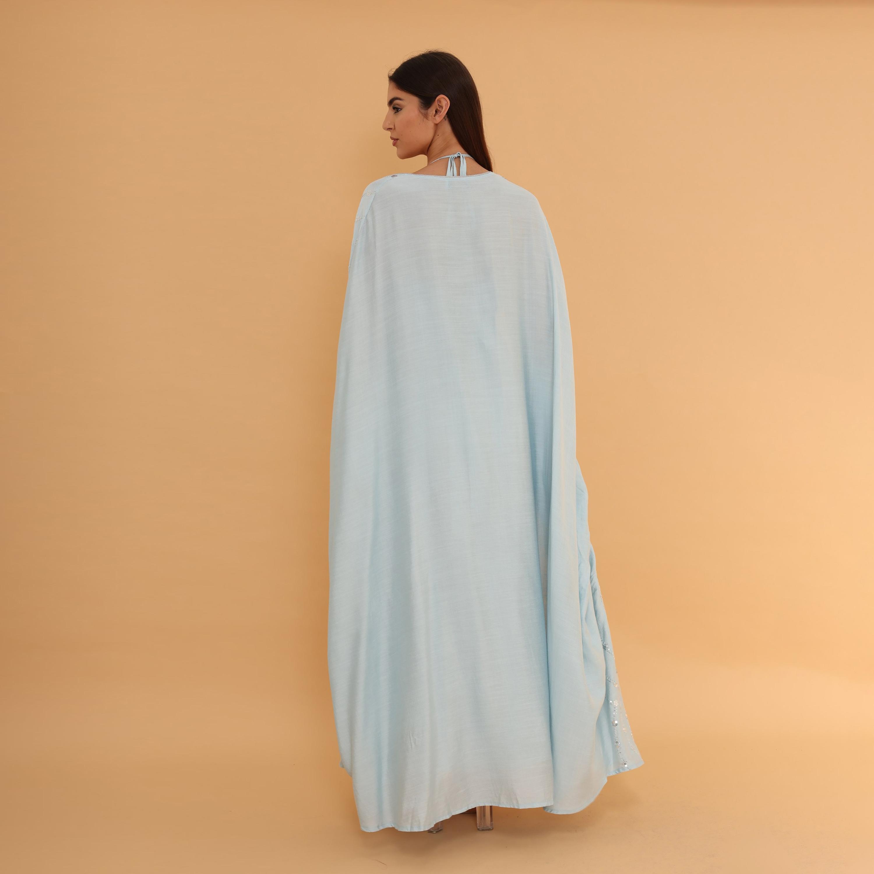 جلابية سهرة نسائية بتطريز "فلورا" و"سيكوين" مع طبقة "كيب" علوية من إككسا-women-clothing-dresses-image-5