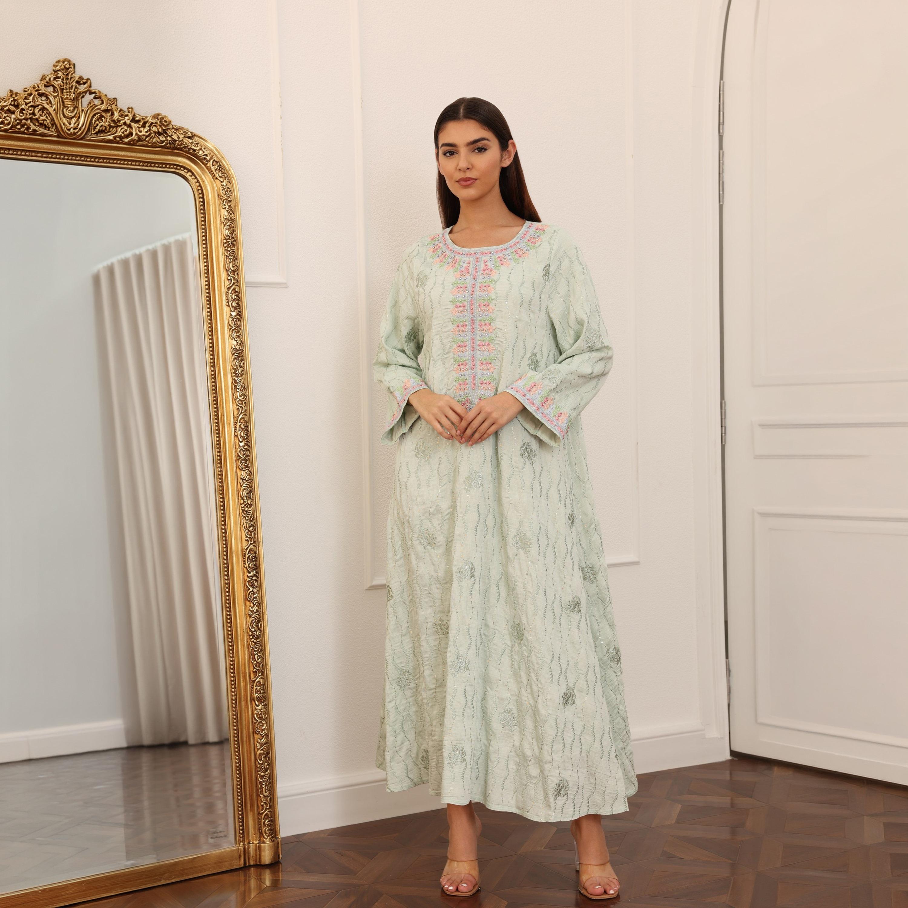 IKKXA All Over Embroidered and Sequined Women's Jalabiya-women-arabicclothing-jalabiyas-image-6