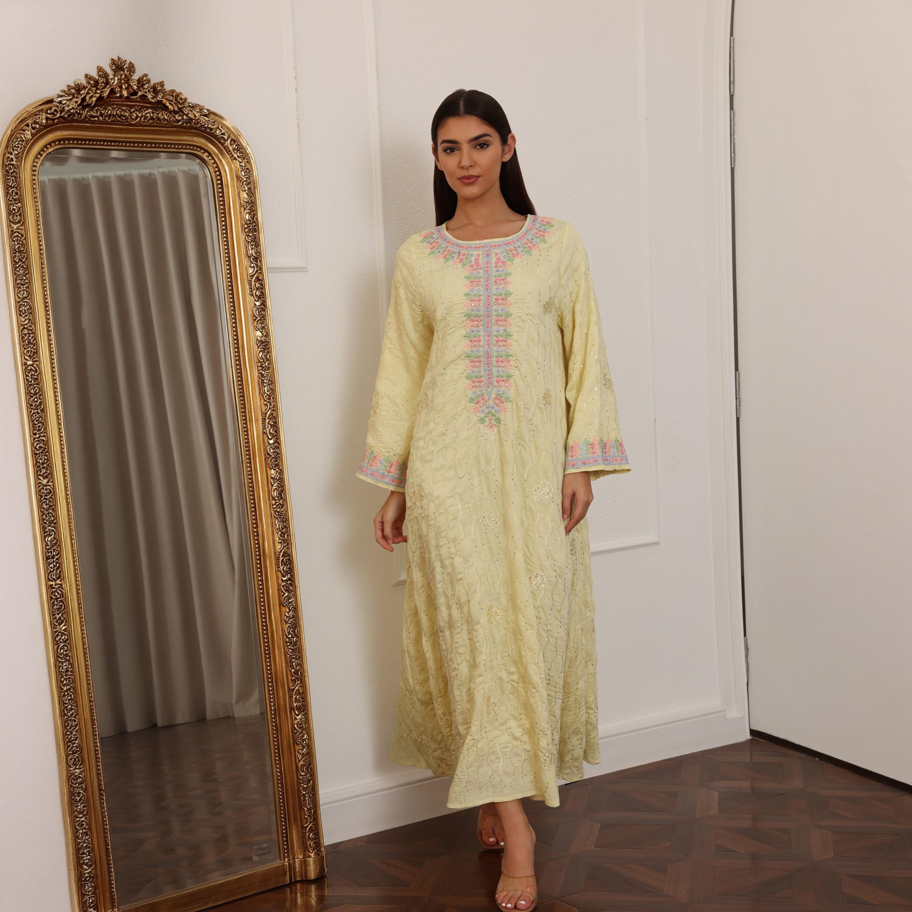 IKKXA All Over Embroidered and Sequined Women's Jalabiya-women-arabicclothing-jalabiyas-image-1