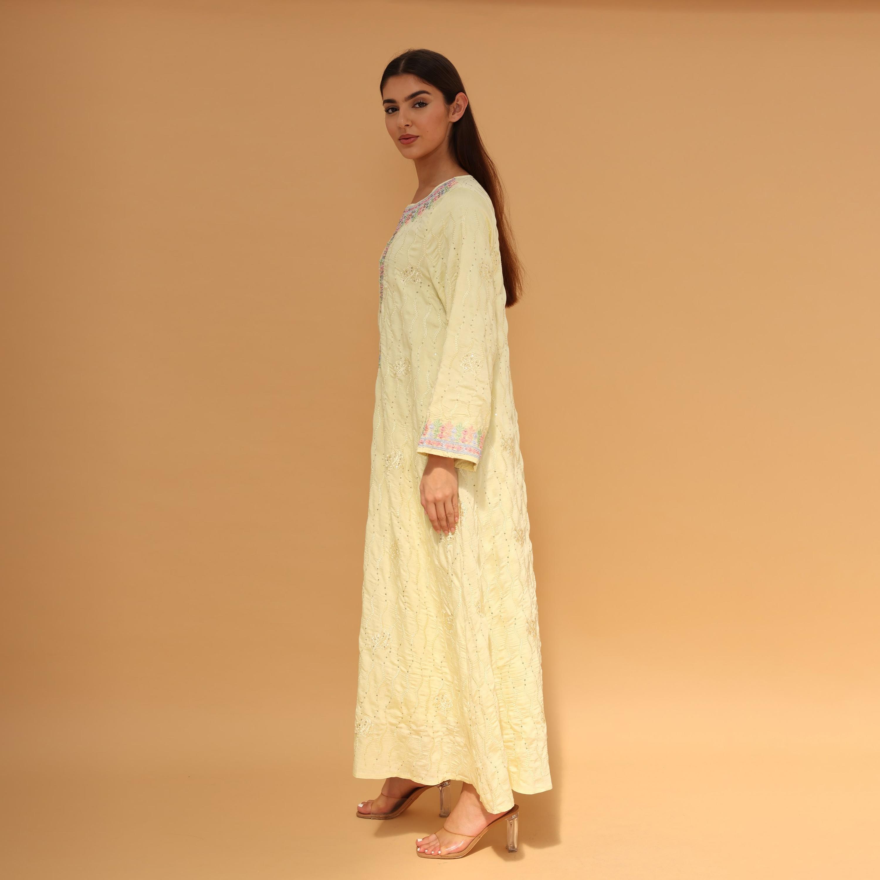 IKKXA All Over Embroidered and Sequined Women's Jalabiya-women-arabicclothing-jalabiyas-image-3