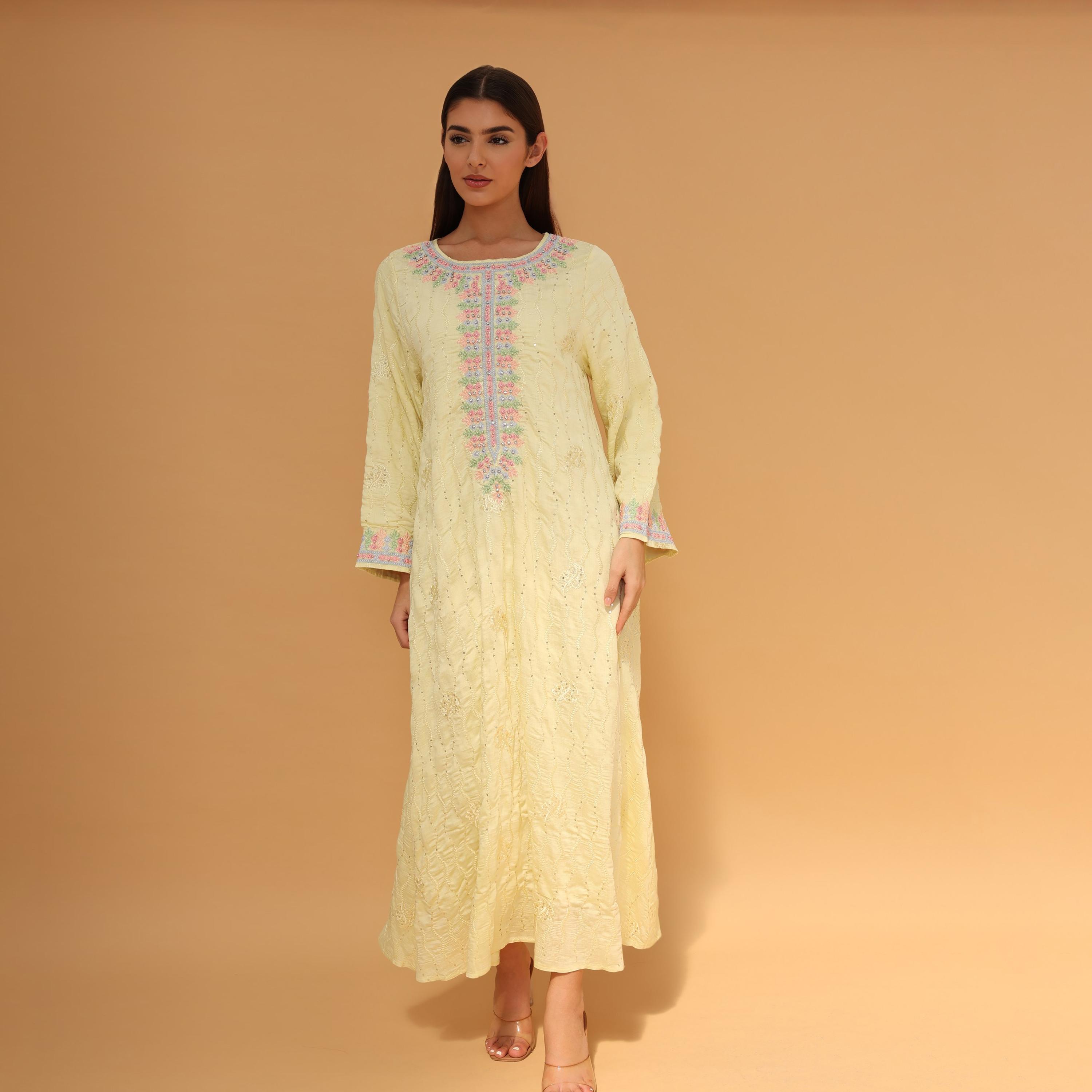 IKKXA All Over Embroidered and Sequined Women's Jalabiya-women-arabicclothing-jalabiyas-image-4