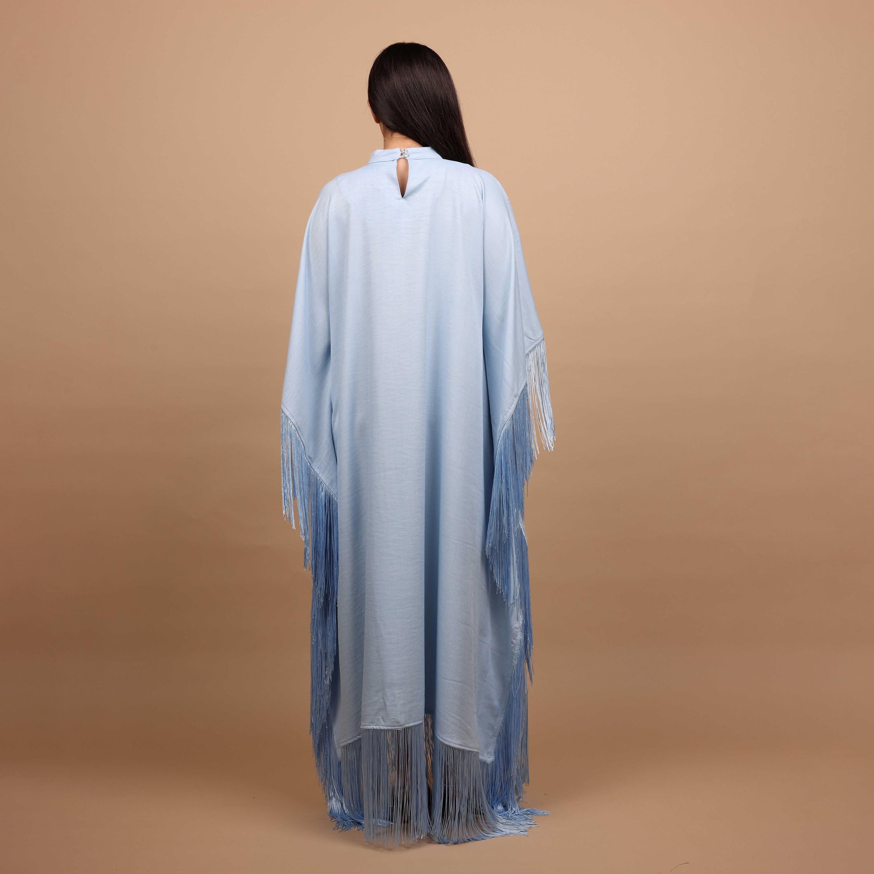IKKXA Mandala Embroidred & Sequined Mock Neck Kaftan Sleeves Women's Evening Jalabiya-women-arabicclothing-jalabiyas-image-5