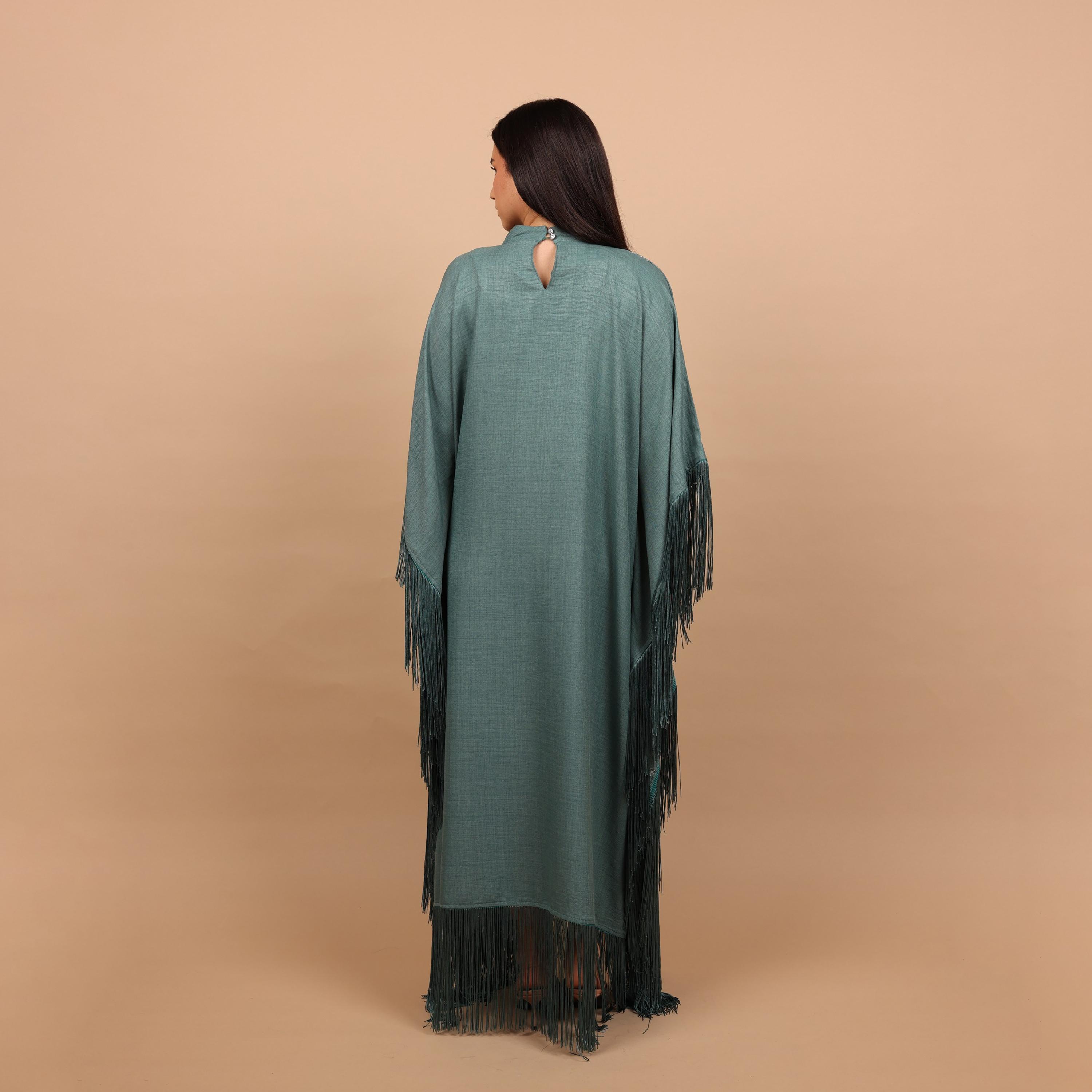 IKKXA Mandala Embroidred & Sequined Mock Neck Kaftan Sleeves Women's Evening Jalabiya-women-arabicclothing-jalabiyas-image-4