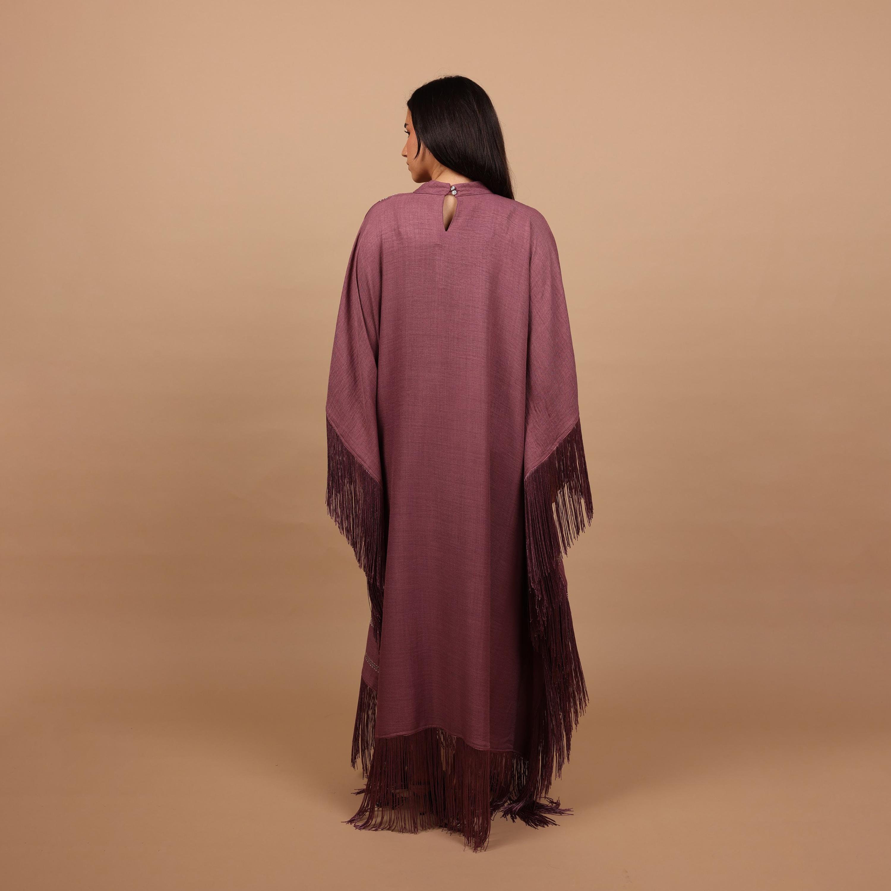 IKKXA Mandala Embroidred & Sequined Mock Neck Kaftan Sleeves Women's Evening Jalabiya-women-arabicclothing-jalabiyas-image-3