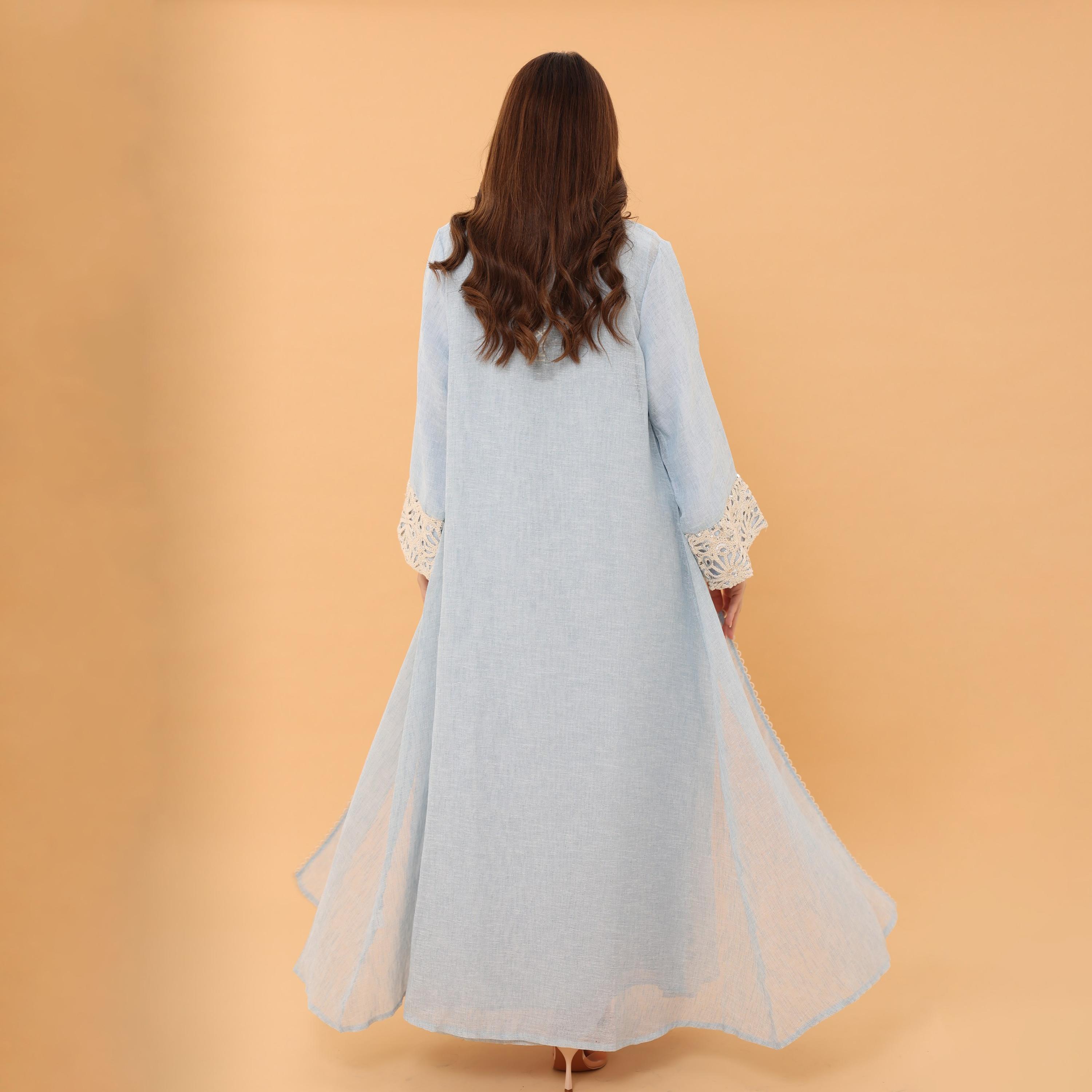 جلابية نسائية من دانتيل بتطريز زهور مع طبقة علوية "أوفرلاي" من إيككسا-women-arabicclothing-jalabiyas-image-10