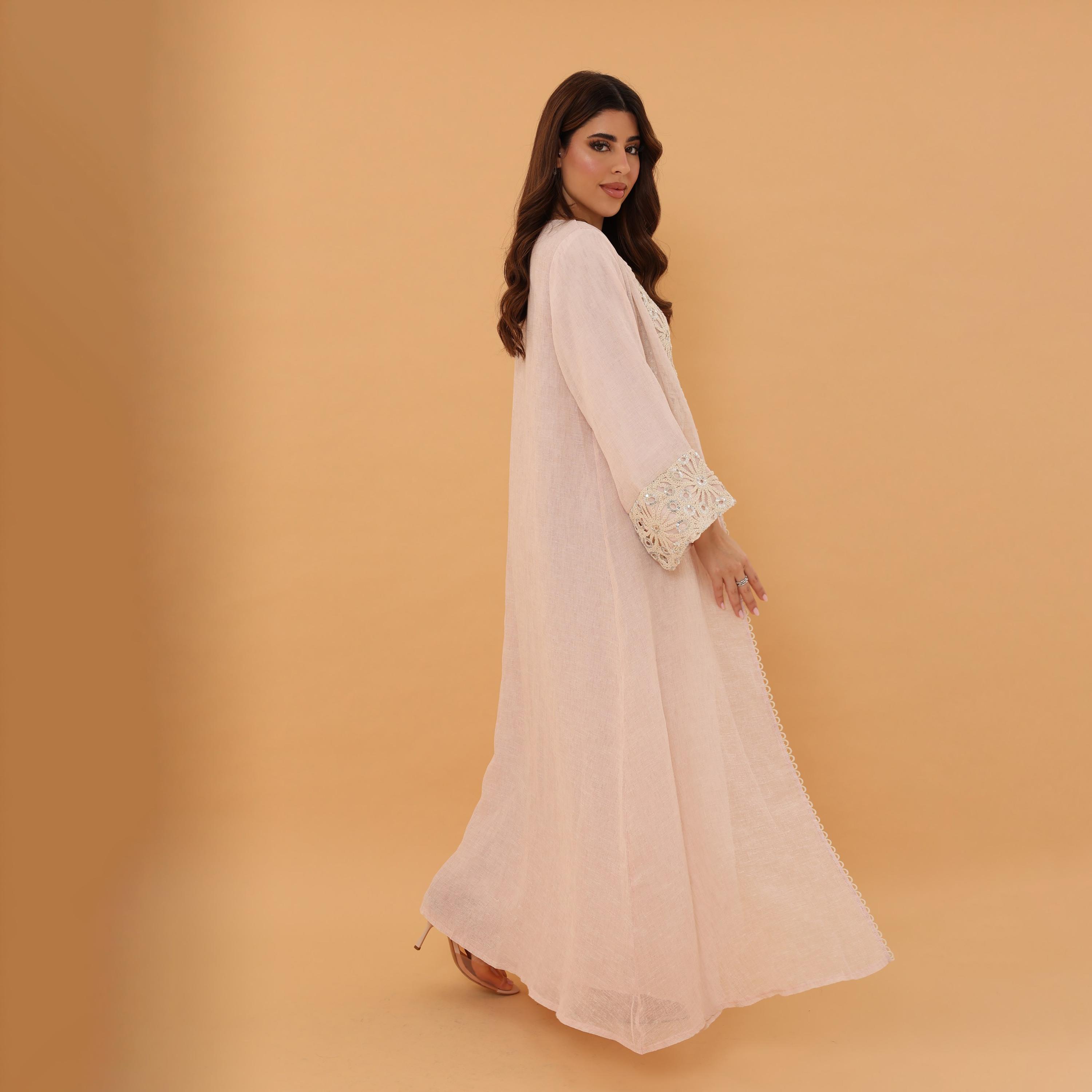جلابية نسائية من دانتيل بتطريز زهور مع طبقة علوية "أوفرلاي" من إيككسا-women-arabicclothing-jalabiyas-image-13