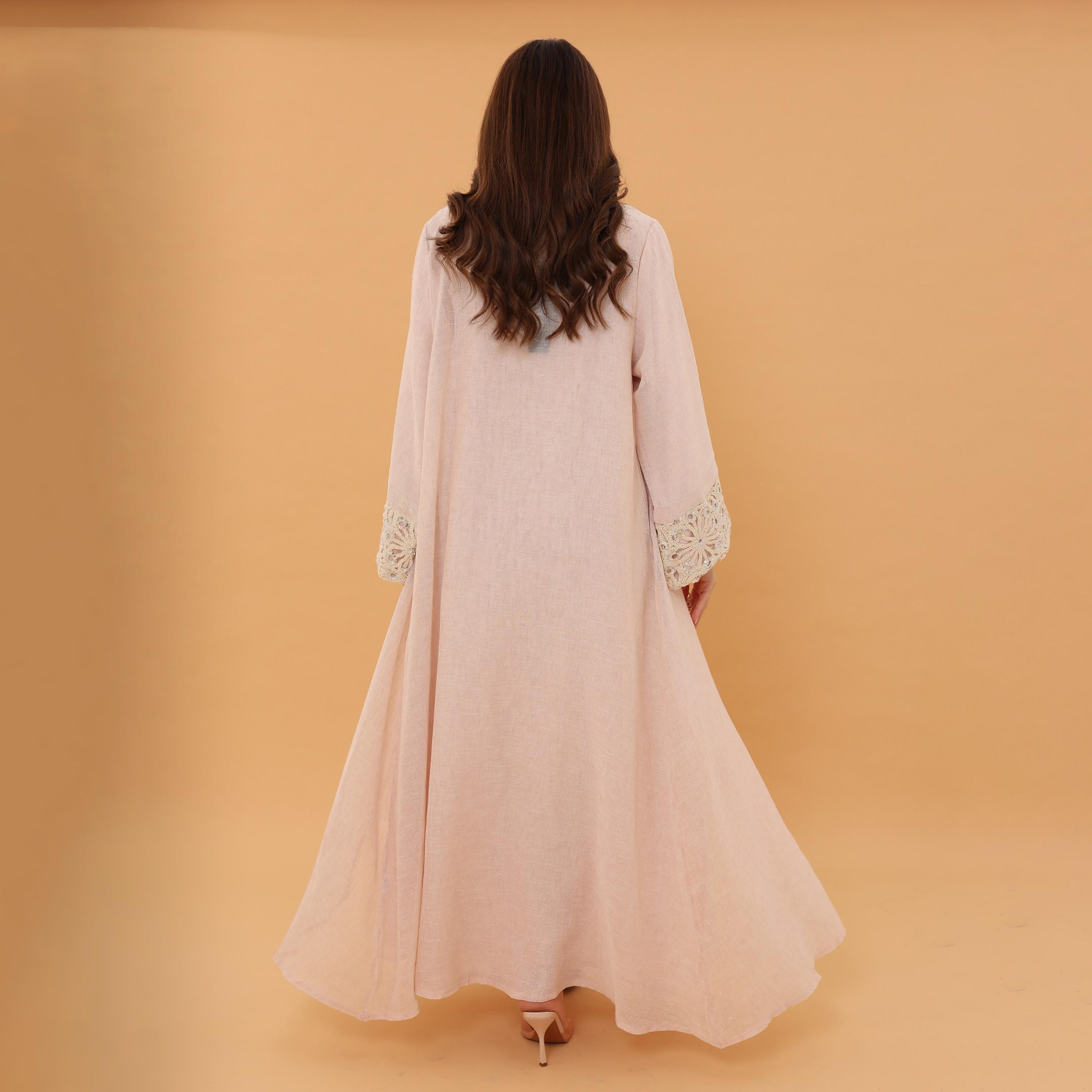 جلابية نسائية من دانتيل بتطريز زهور مع طبقة علوية "أوفرلاي" من إيككسا-women-arabicclothing-jalabiyas-image-15