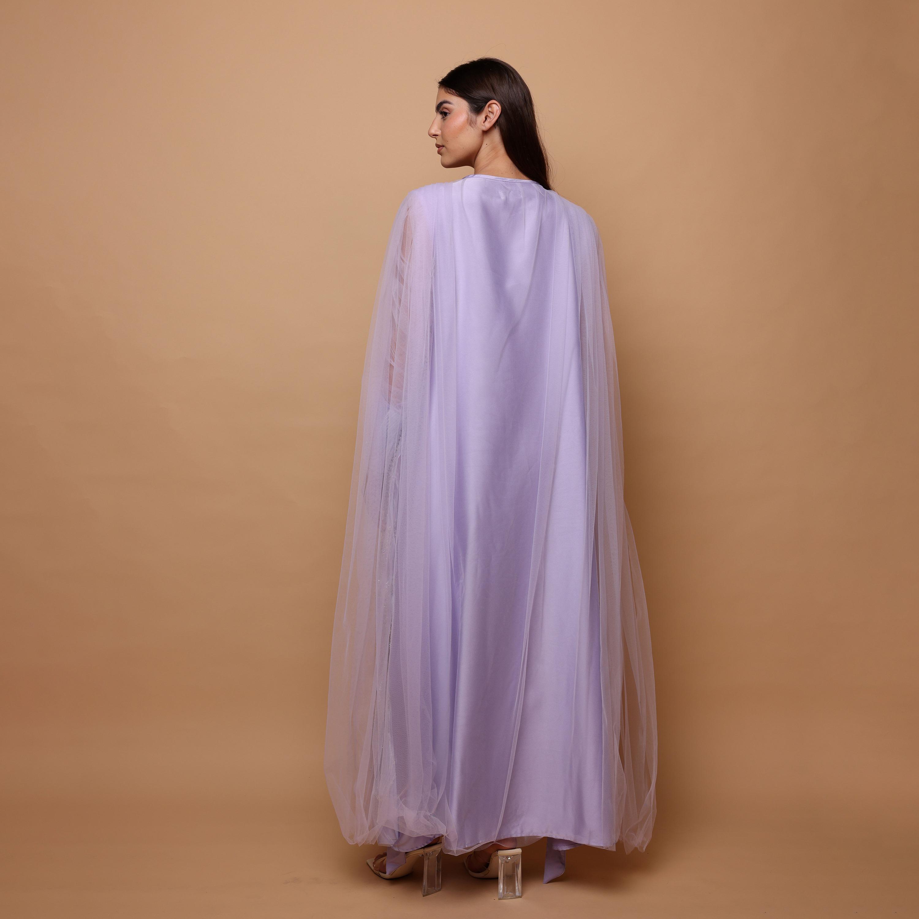 IKKXA Beaded Ruched Sleeves Women's Evening Jalabiya with Mesh Overlay-women-arabicclothing-jalabiyas-image-5
