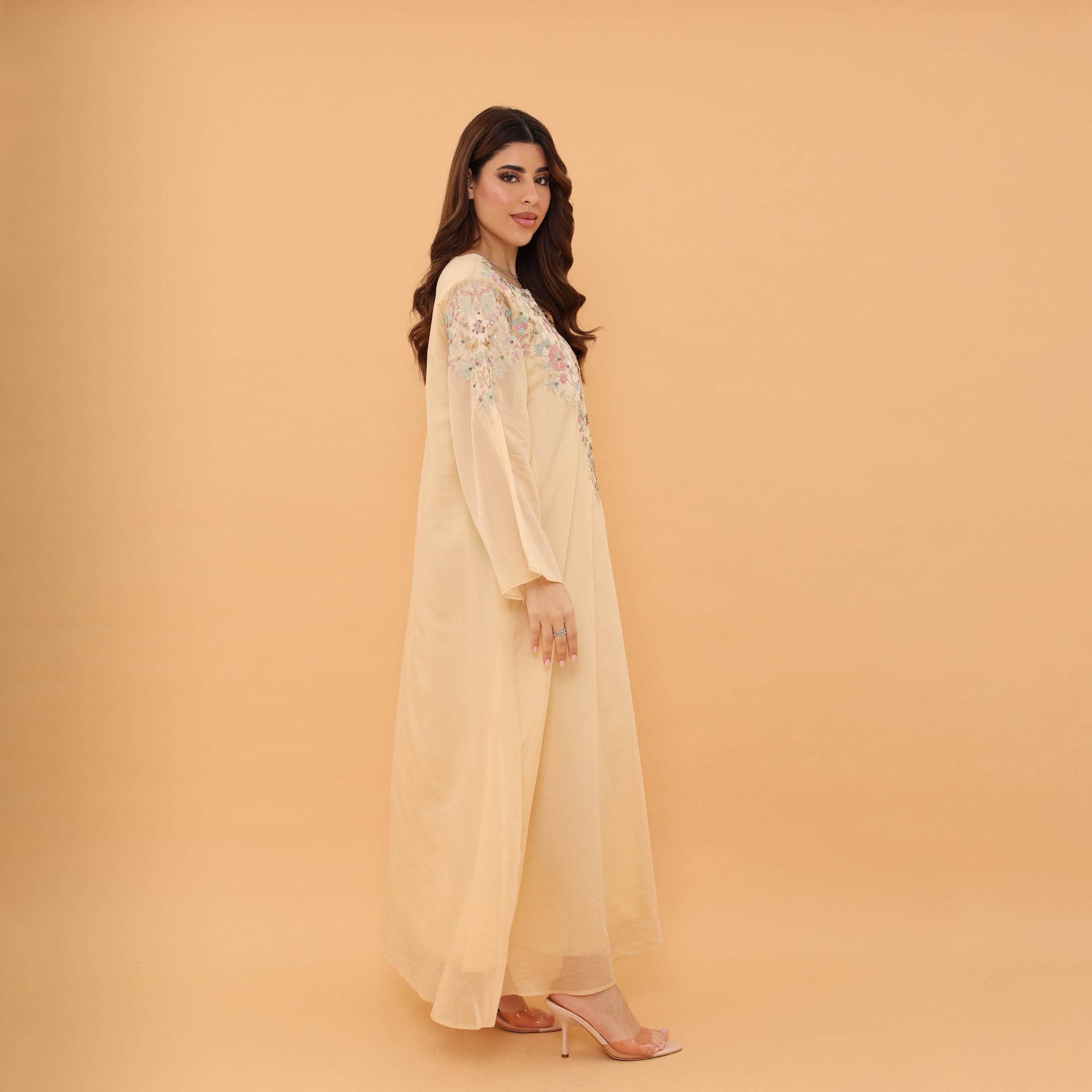 IKKXA Flared Sleeves Embroidered and Sequined Women's Jalabiya-women-arabicclothing-jalabiyas-image-12