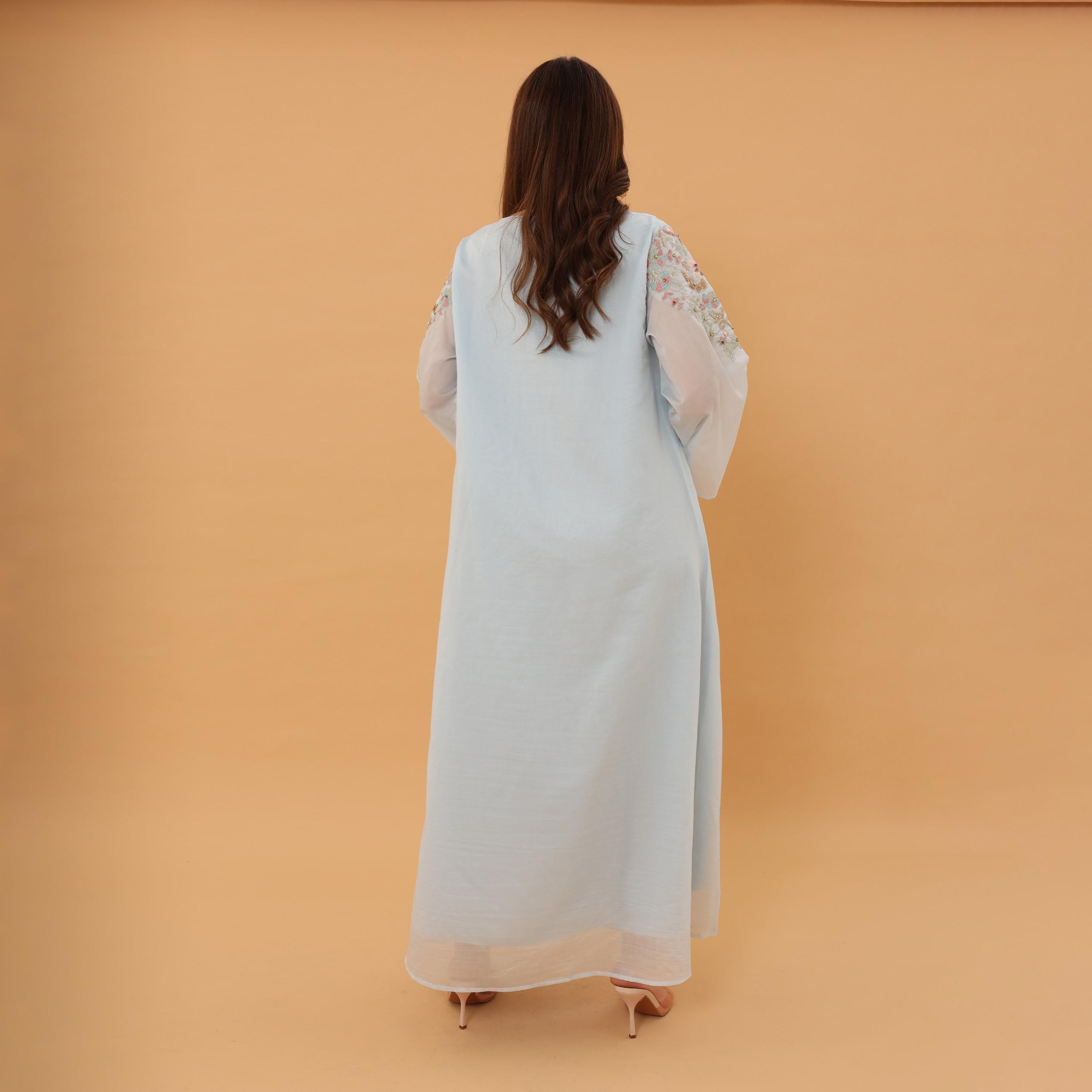 IKKXA Flared Sleeves Embroidered and Sequined Women's Jalabiya-women-arabicclothing-jalabiyas-image-9