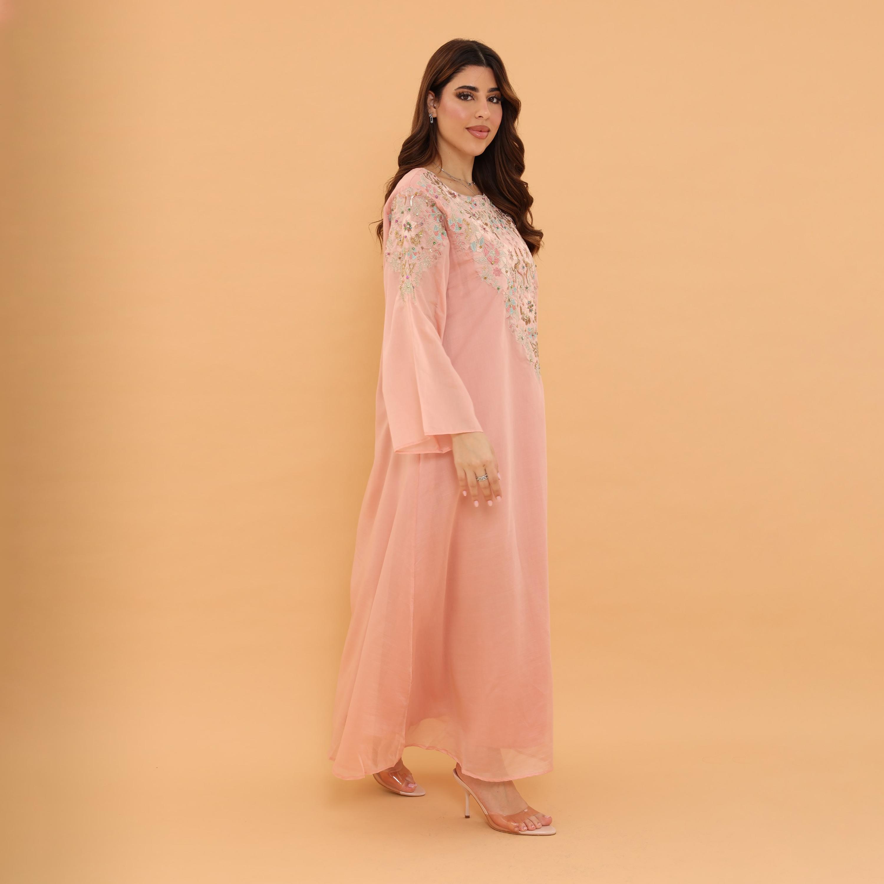 IKKXA Flared Sleeves Embroidered and Sequined Women's Jalabiya-women-arabicclothing-jalabiyas-image-3
