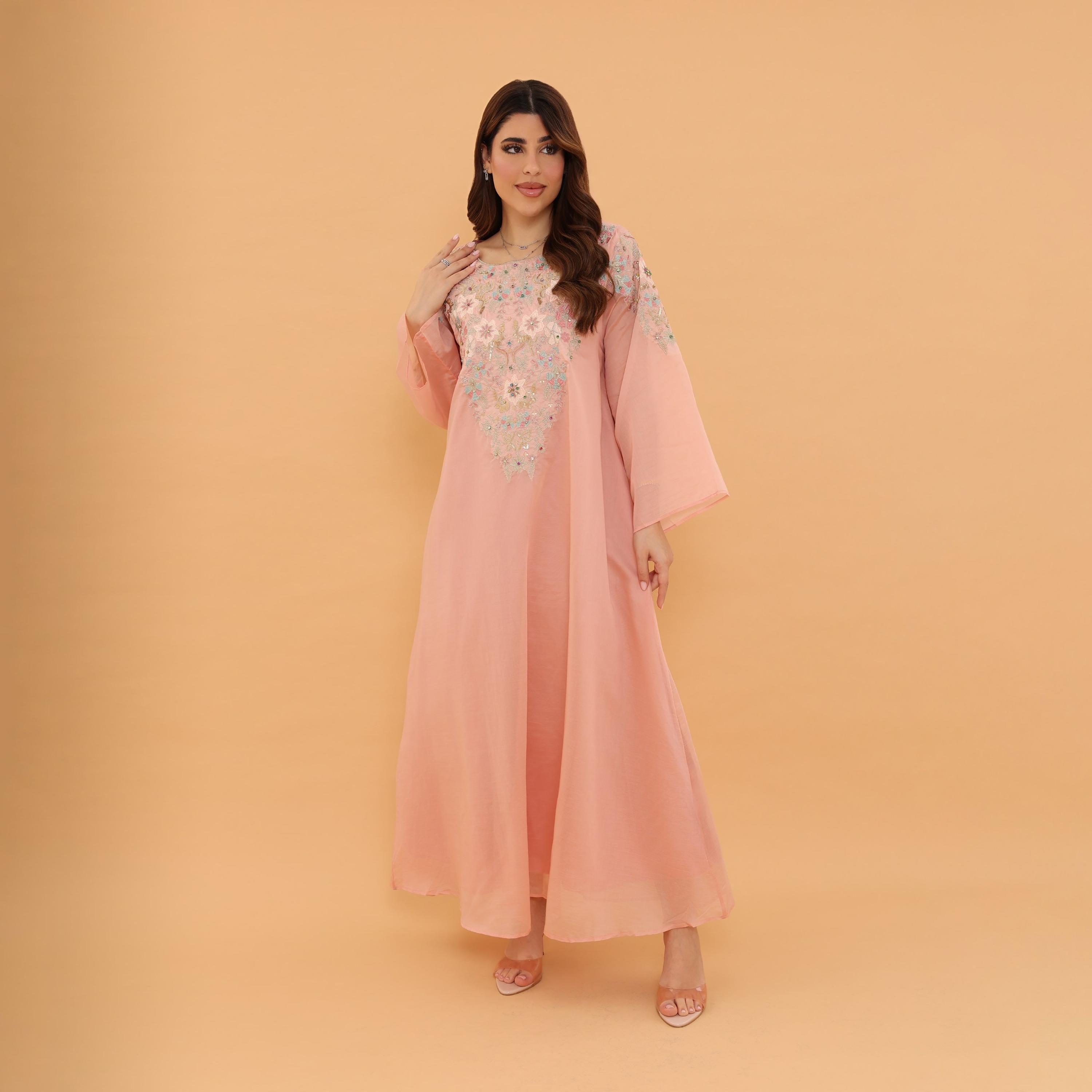 IKKXA Flared Sleeves Embroidered and Sequined Women's Jalabiya-women-arabicclothing-jalabiyas-image-4