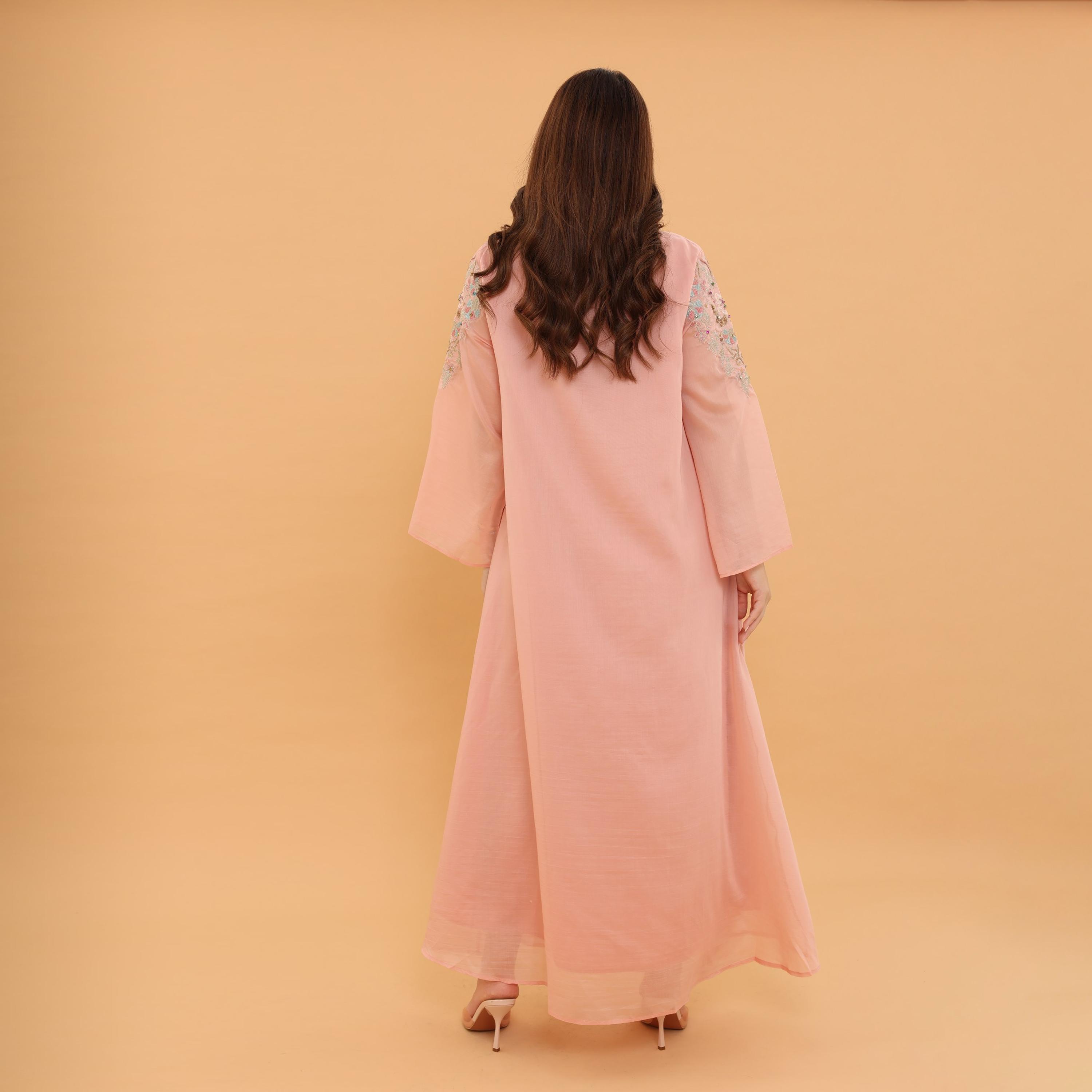 IKKXA Flared Sleeves Embroidered and Sequined Women's Jalabiya-women-arabicclothing-jalabiyas-image-5