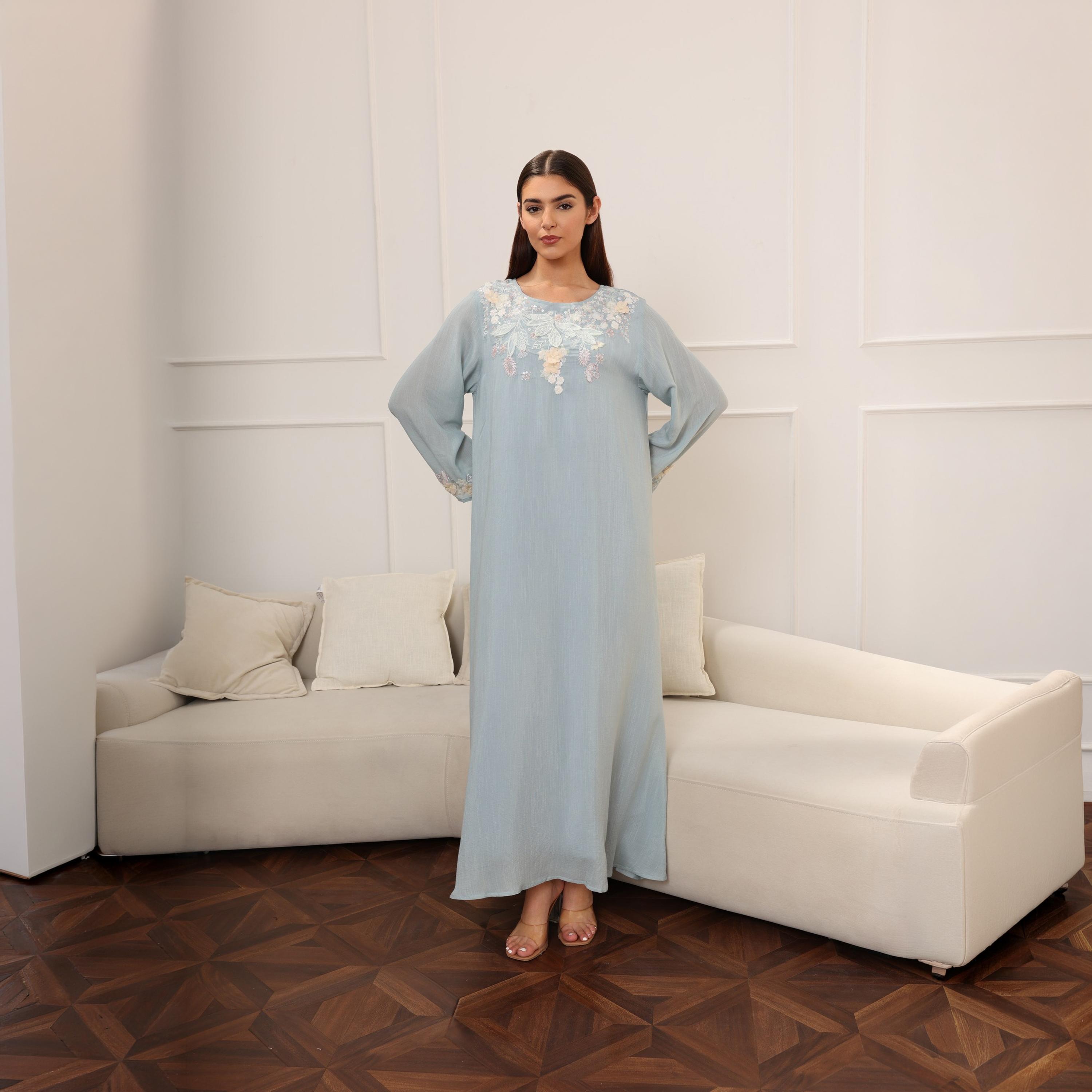 جلابية نسائية مطرزة ومزينة من إككسا-women-arabicclothing-jalabiyas-image-1