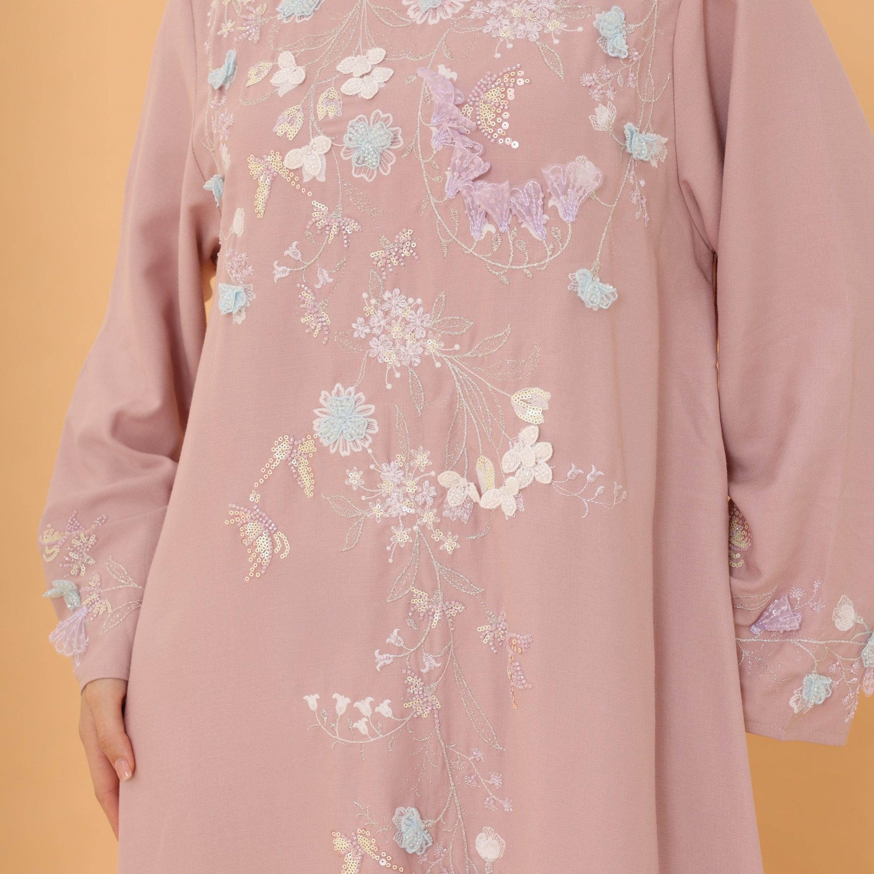 IKKXA Floral Embroidered and Sequins Women's Jalabiya-women-arabicclothing-jalabiyas-image-2