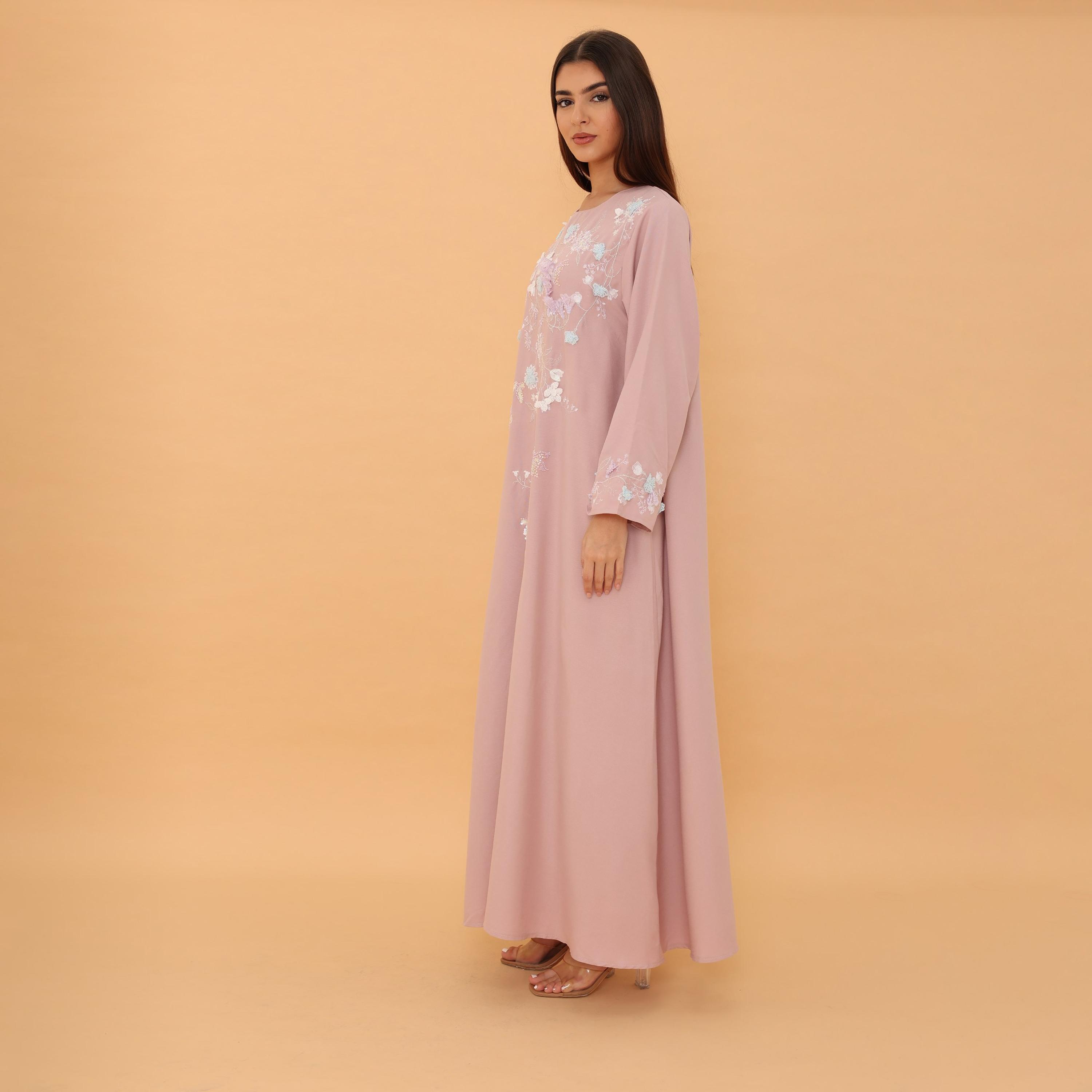 IKKXA Floral Embroidered and Sequins Women's Jalabiya-women-arabicclothing-jalabiyas-image-3