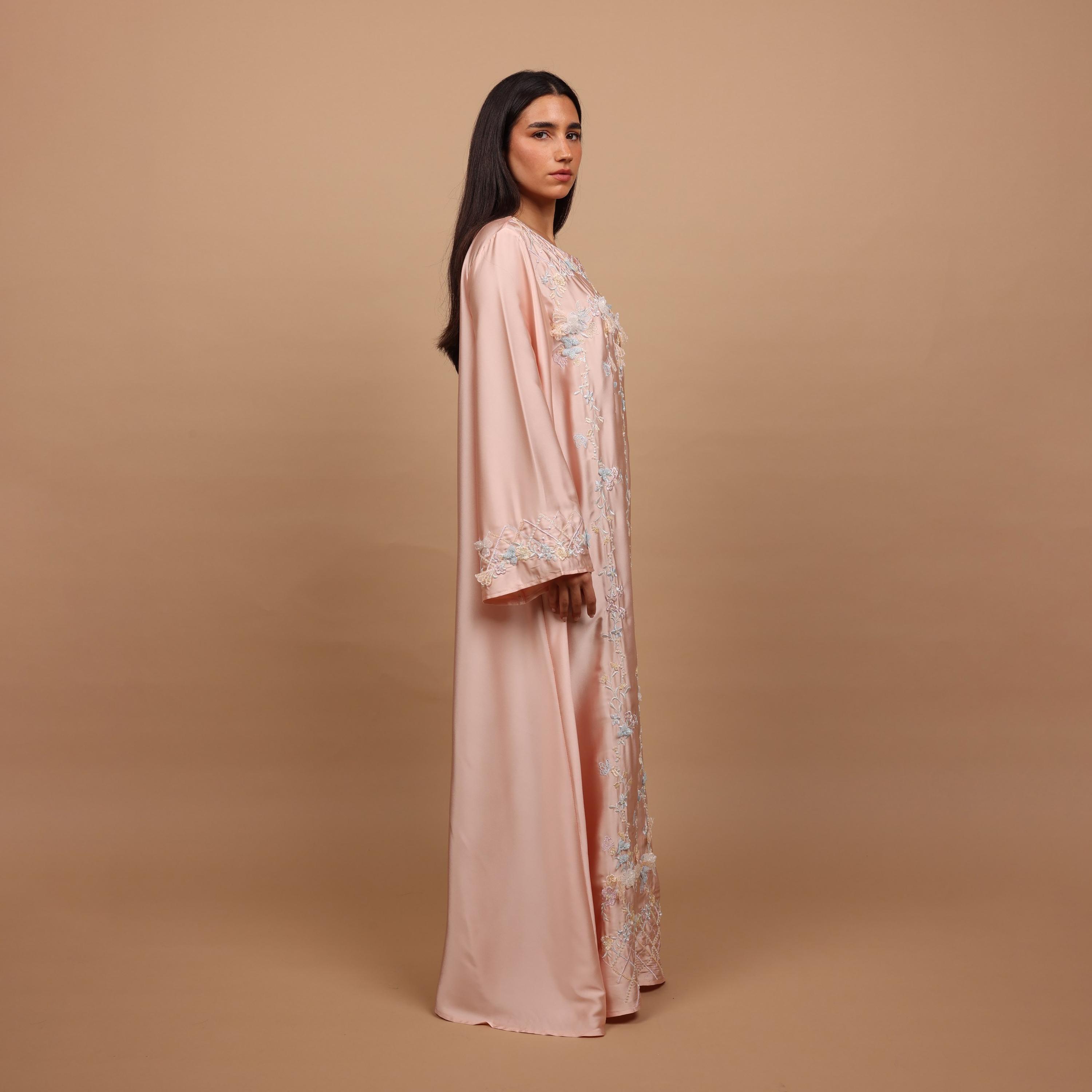 IKKXA Floral Embroidered Flared Sleeves Women's Evening Jalabiya-women-arabicclothing-jalabiyas-image-2