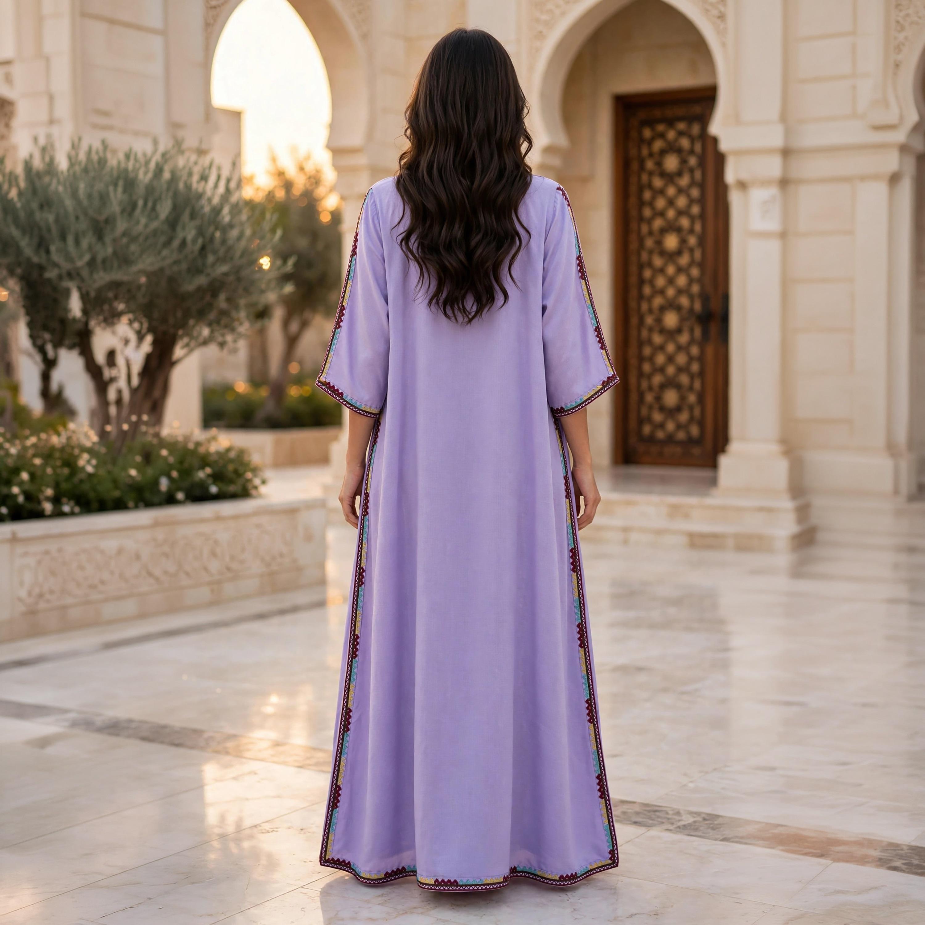 IKKXA Geometric Embroidered Women's Kaftan Jalabiya-women-arabicclothing-jalabiyas-image-4