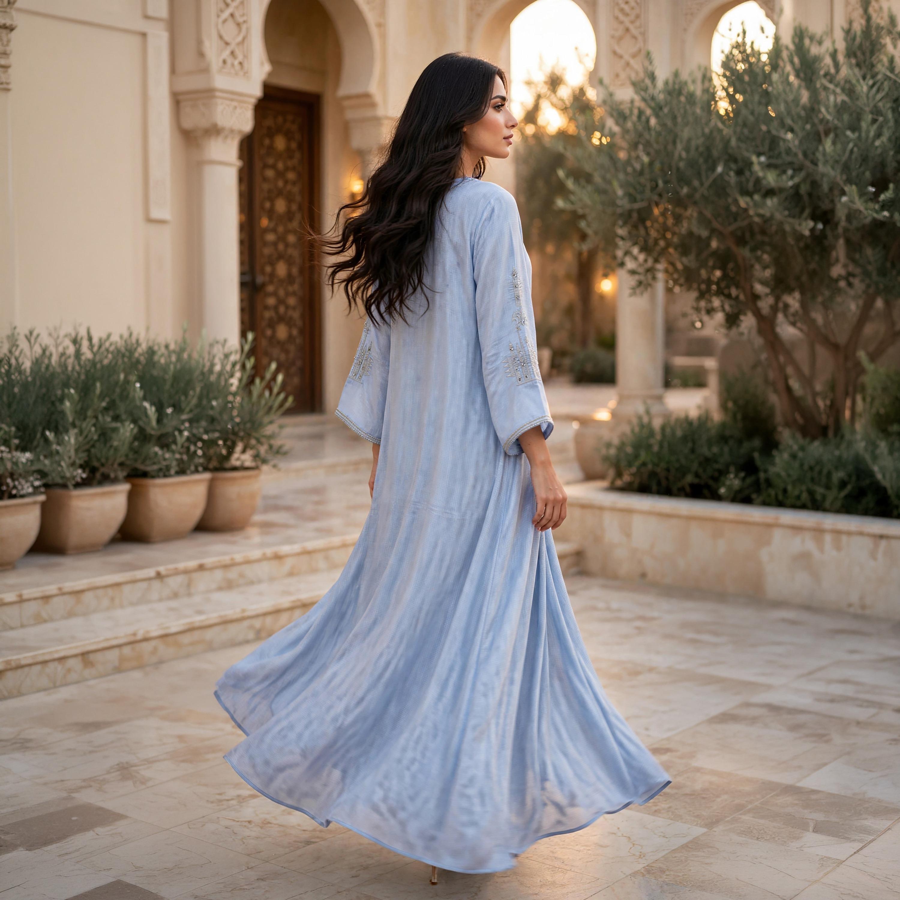 جلابية حريمي انسيابية بياقة مربعة مع تطريز على الصدر من إككسا-women-arabicclothing-jalabiyas-image-11