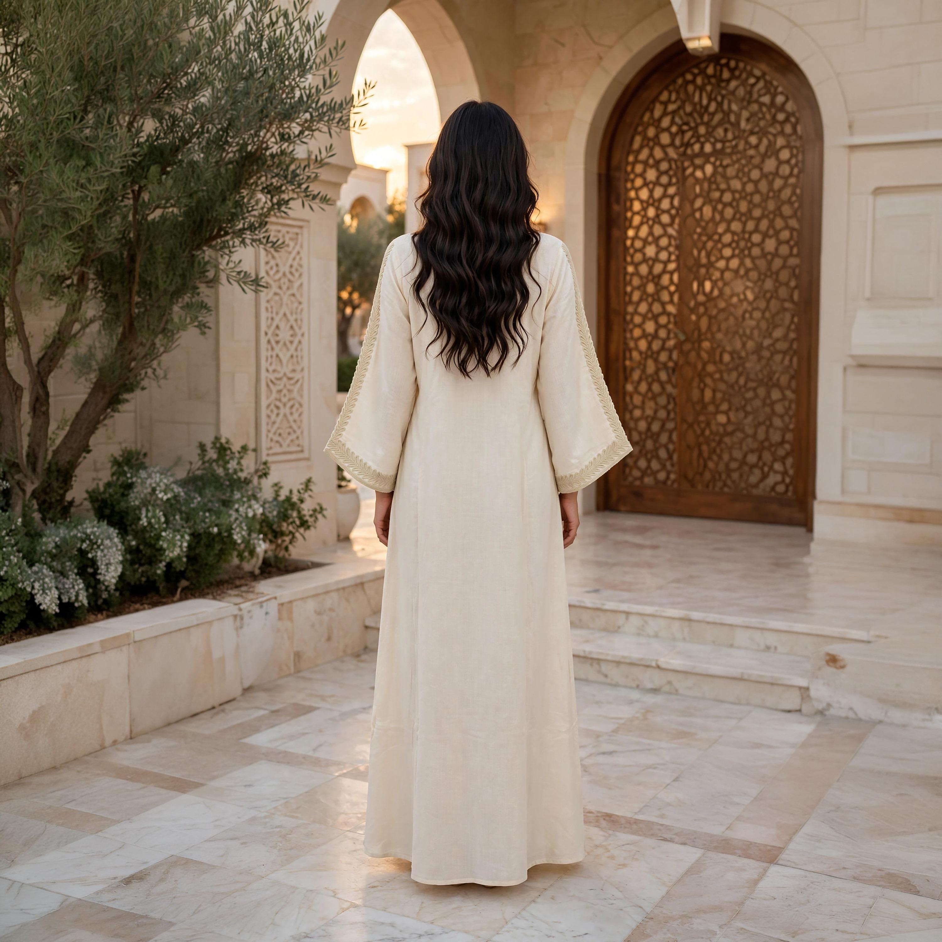 جلابية حريمي بأكمام واسعة (بوق) مع تطريز على الصدر من إككسا-women-arabicclothing-jalabiyas-image-4