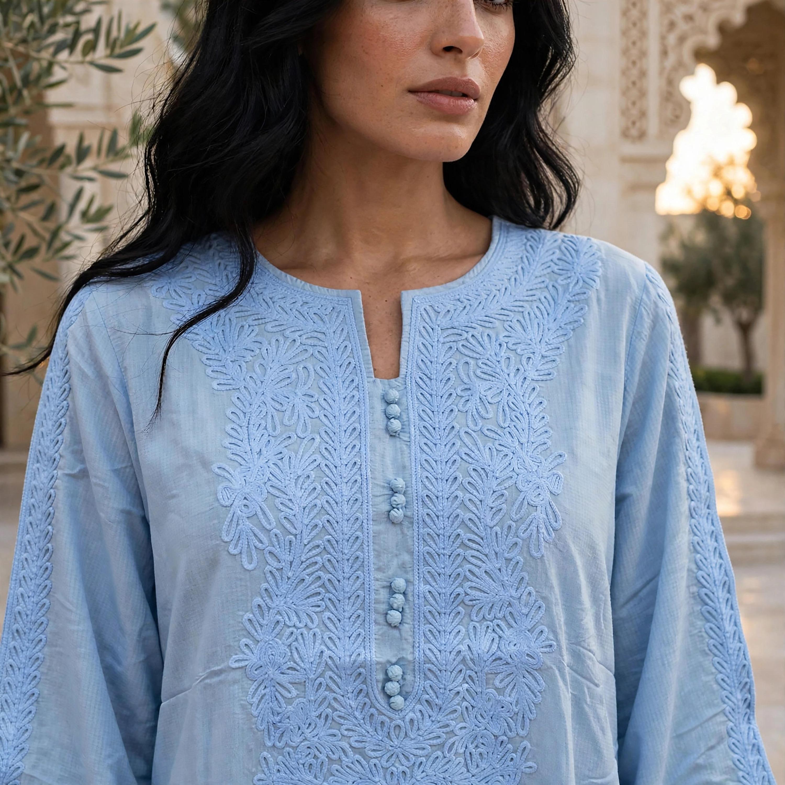 جلابية حريمي بأكمام واسعة (بوق) مع تطريز على الصدر من إككسا-women-arabicclothing-jalabiyas-image-6