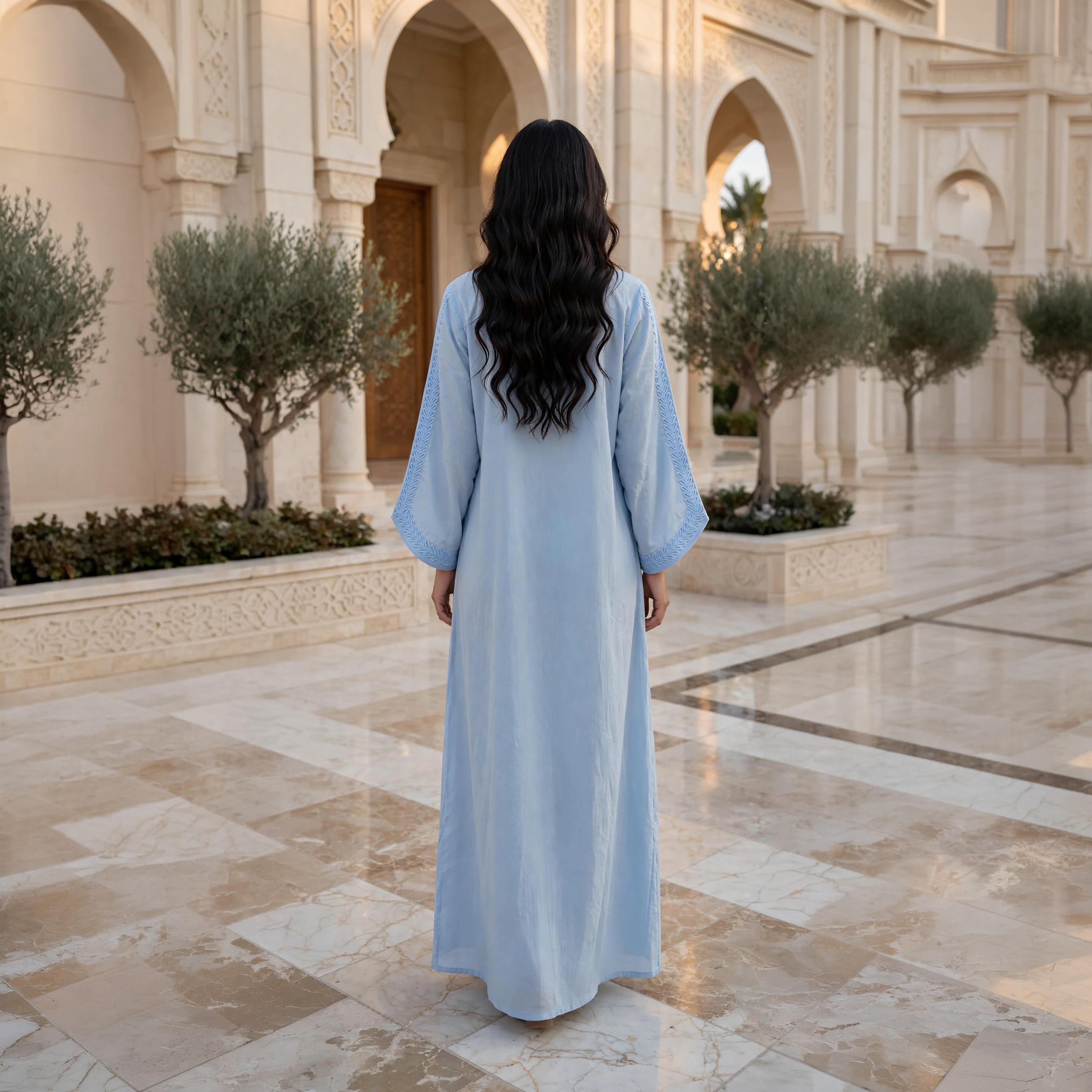 جلابية حريمي بأكمام واسعة (بوق) مع تطريز على الصدر من إككسا-women-arabicclothing-jalabiyas-image-8