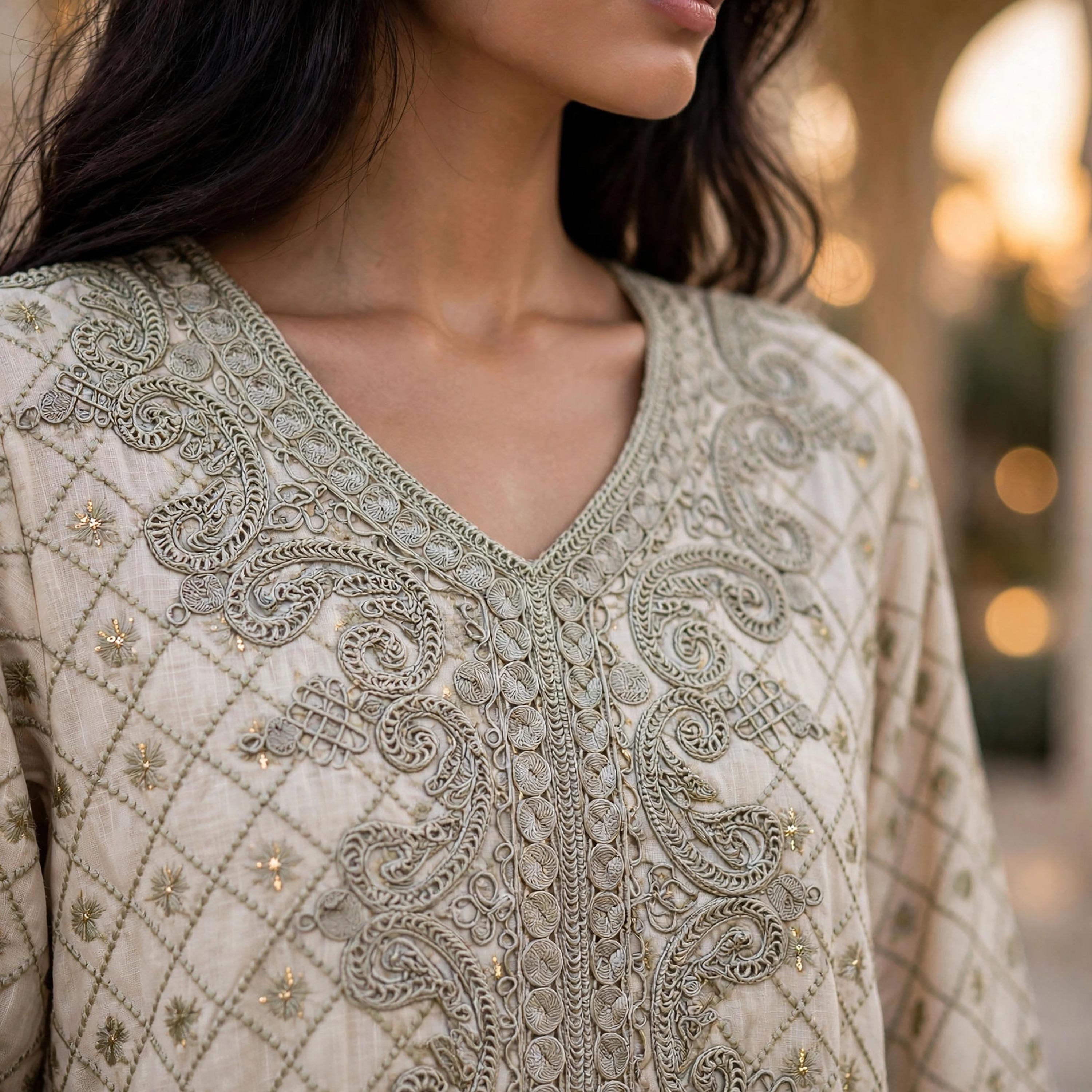 IKKXA Paisley Embroidered Yoke Women's Maxi Jalabiya-women-arabicclothing-jalabiyas-image-2