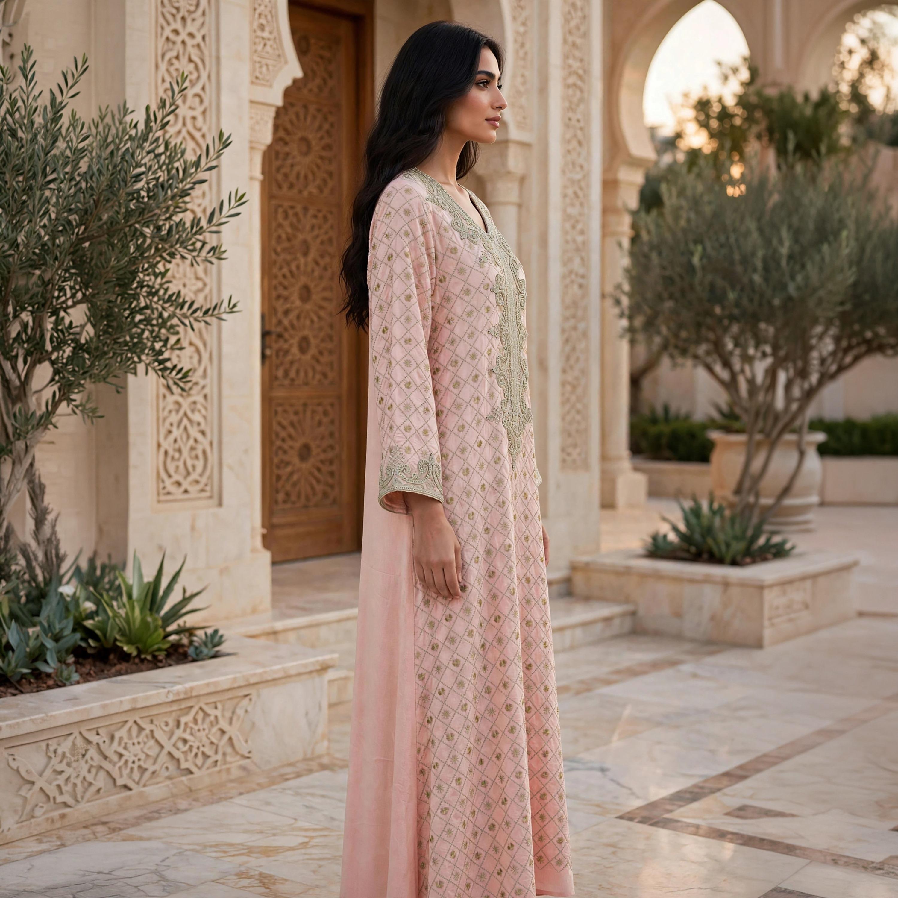 IKKXA Paisley Embroidered Yoke Women's Maxi Jalabiya-women-arabicclothing-jalabiyas-image-3