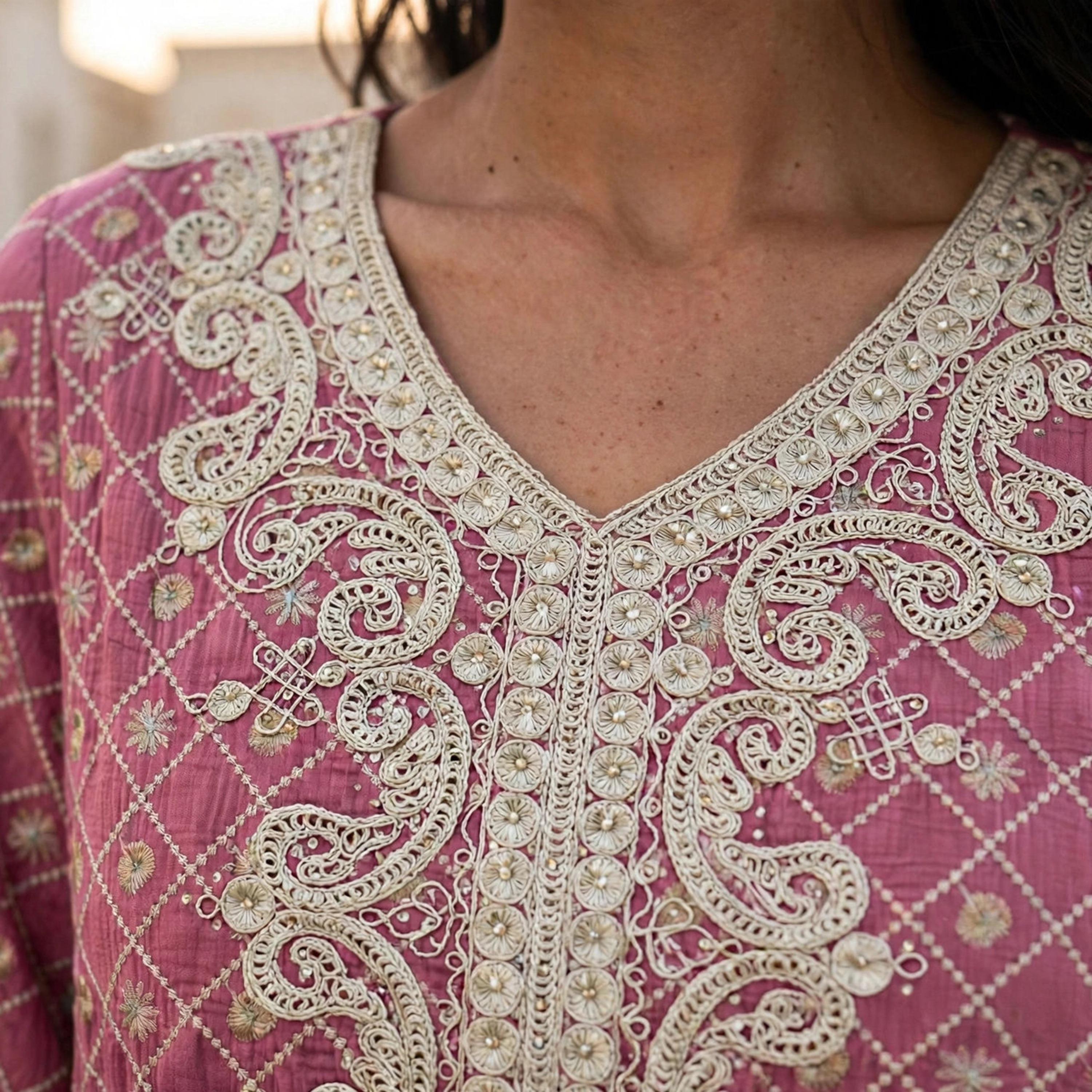جلابية حريمي مكسي بتطريز بيزلي على الصدر من إككسا-women-arabicclothing-jalabiyas-image-10