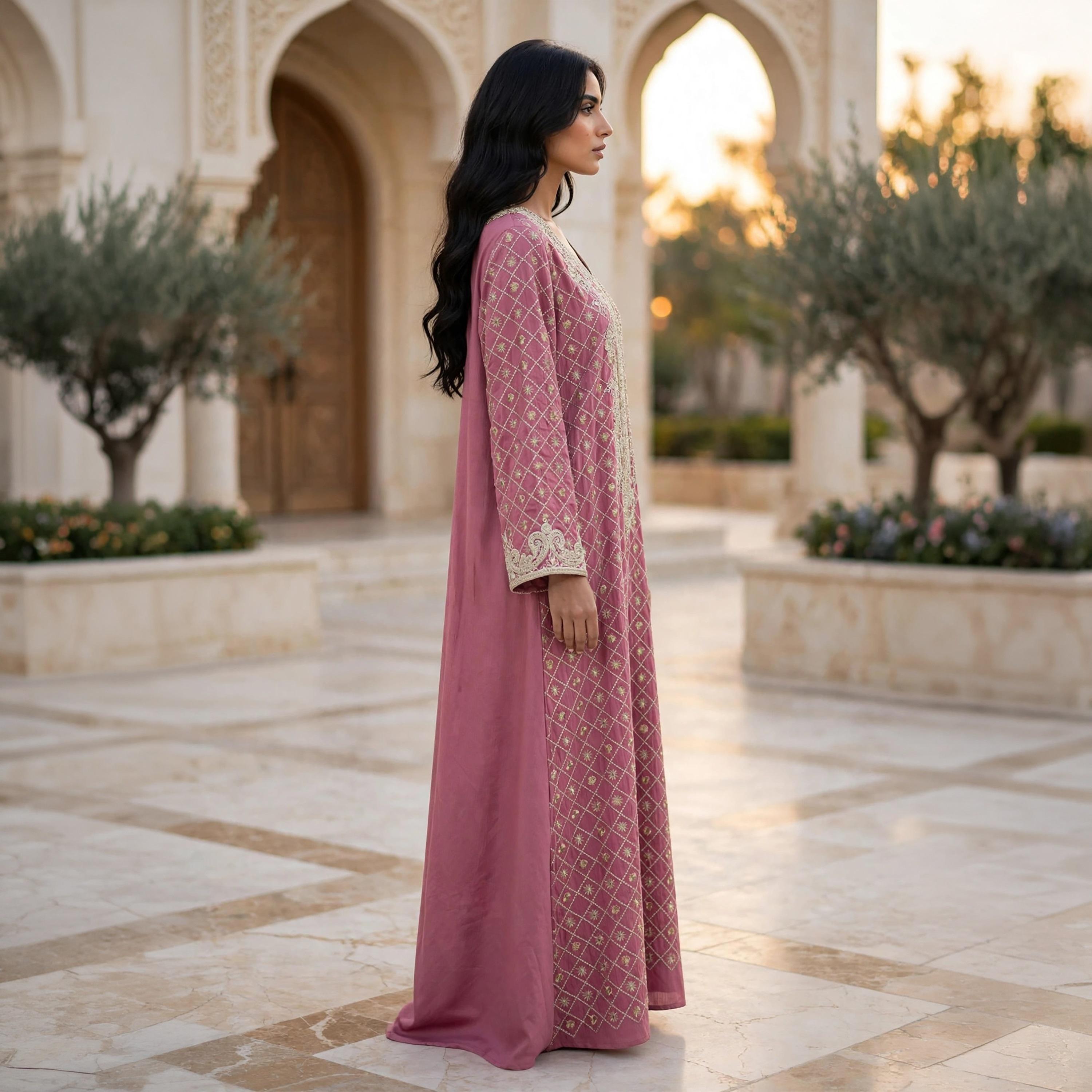 IKKXA Paisley Embroidered Yoke Women's Maxi Jalabiya-women-arabicclothing-jalabiyas-image-3