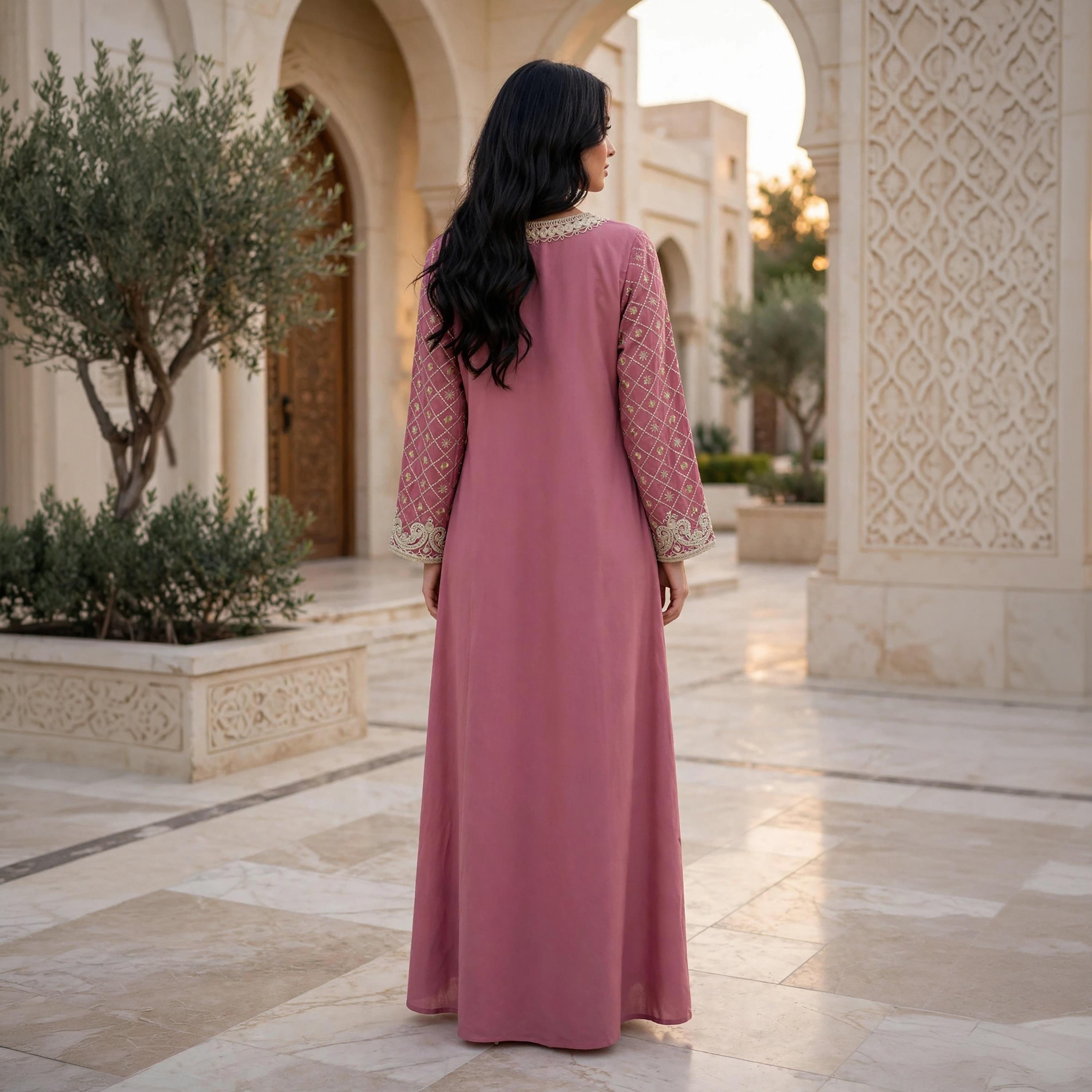 جلابية حريمي مكسي بتطريز بيزلي على الصدر من إككسا-women-arabicclothing-jalabiyas-image-12