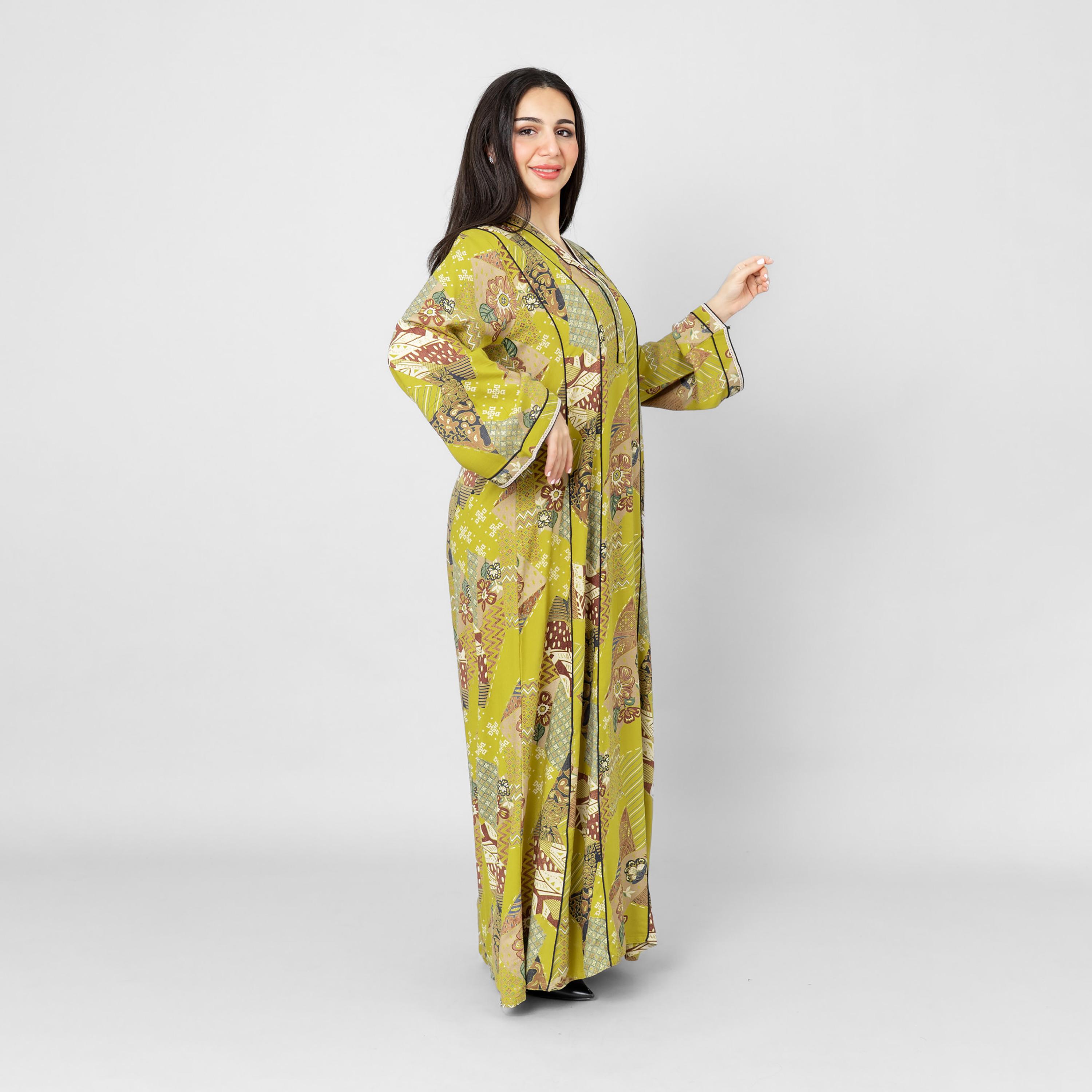 IKKXA Ethnic Patch Print Flared Sleeves Women's Jalabiya-women-arabicclothing-jalabiyas-image-3
