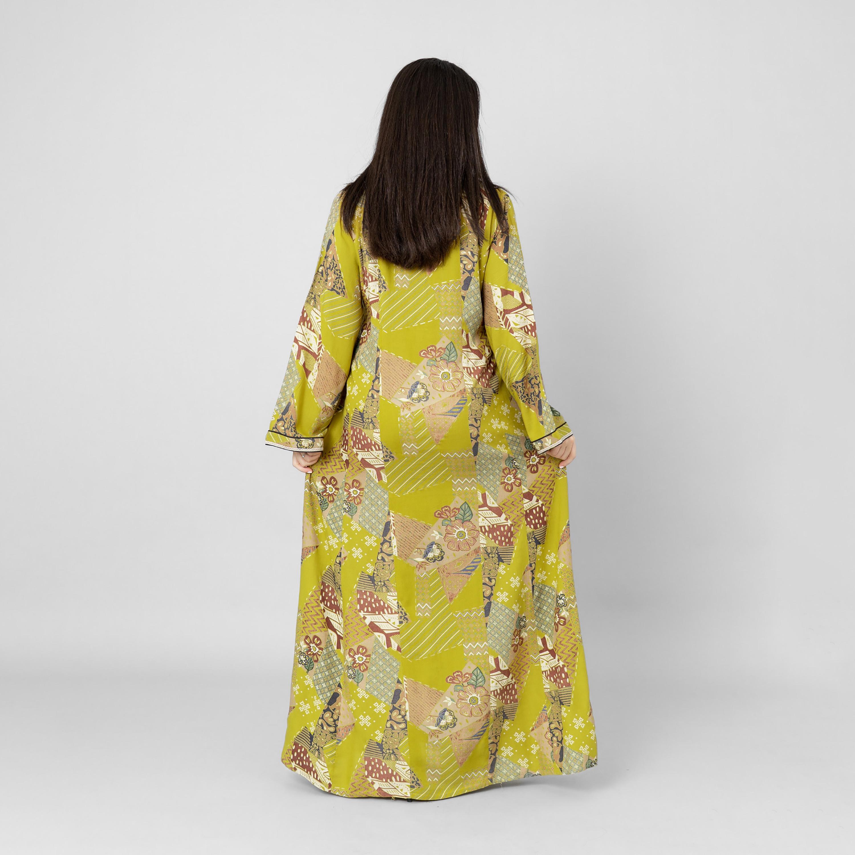 IKKXA Ethnic Patch Print Flared Sleeves Women's Jalabiya-women-arabicclothing-jalabiyas-image-5
