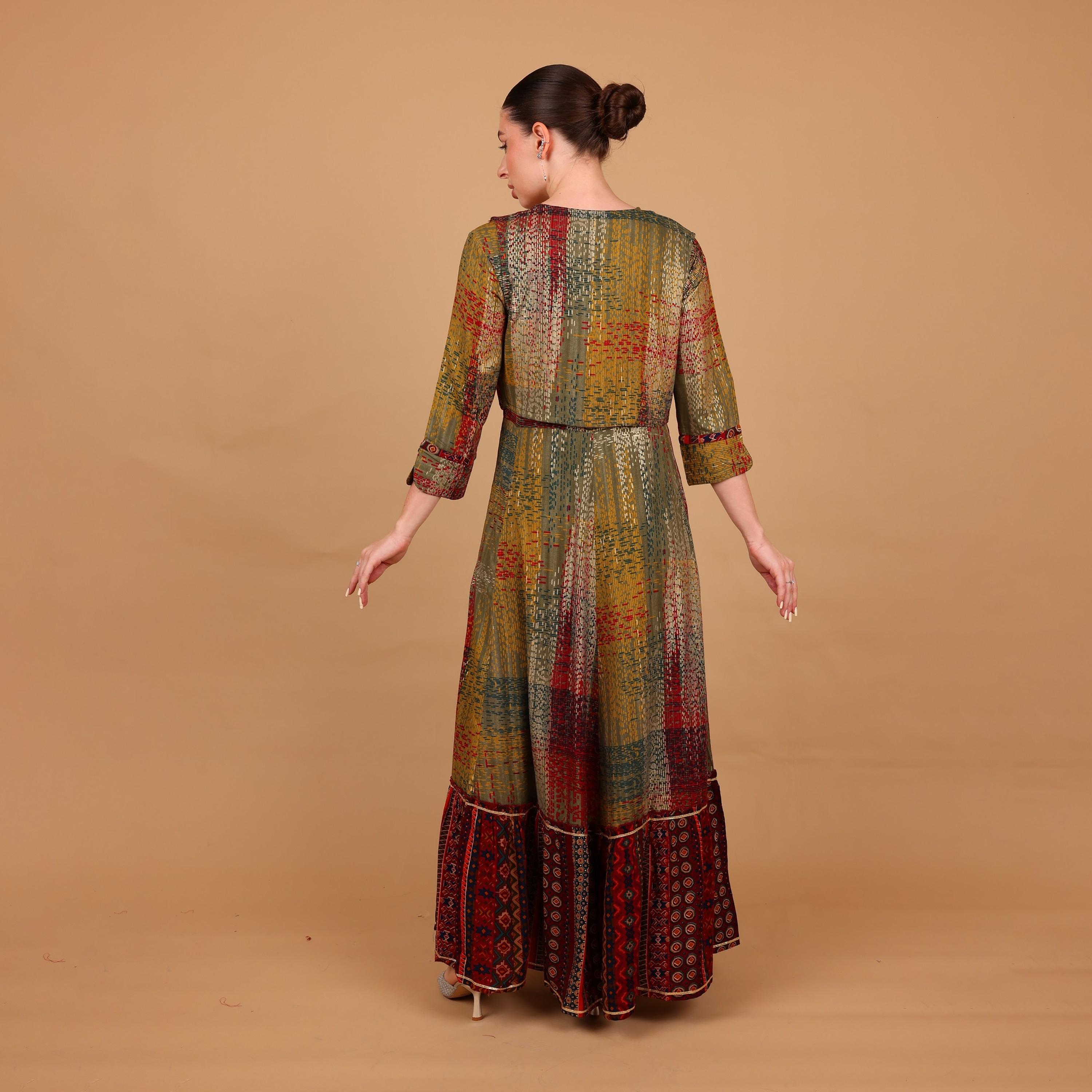 جلابية نسائية بطبقات وأكمام بأساور (كافس) مطبوعة من إيككسا-women-arabicclothing-jalabiyas-image-10