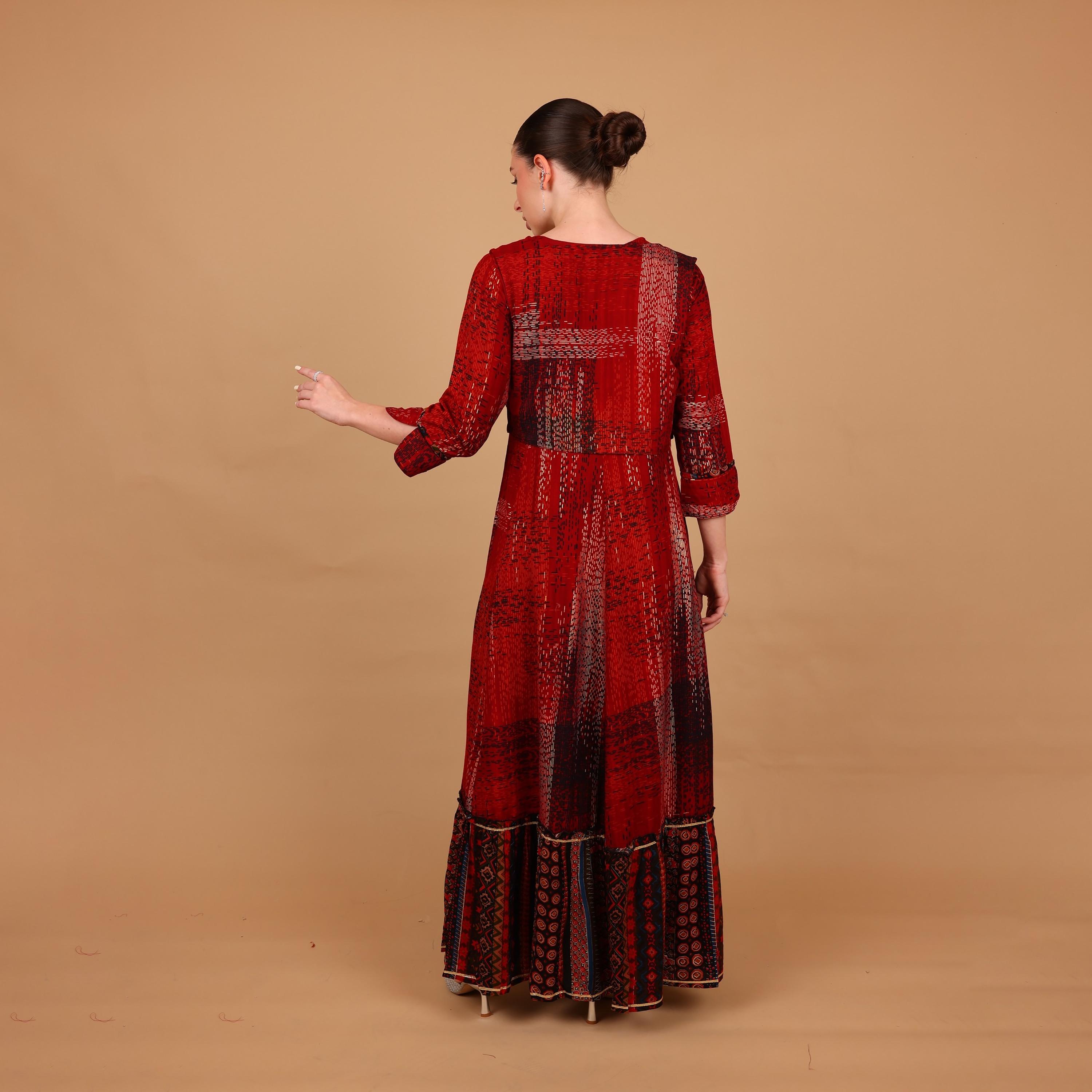 جلابية نسائية بطبقات وأكمام بأساور (كافس) مطبوعة من إيككسا-women-arabicclothing-jalabiyas-image-15