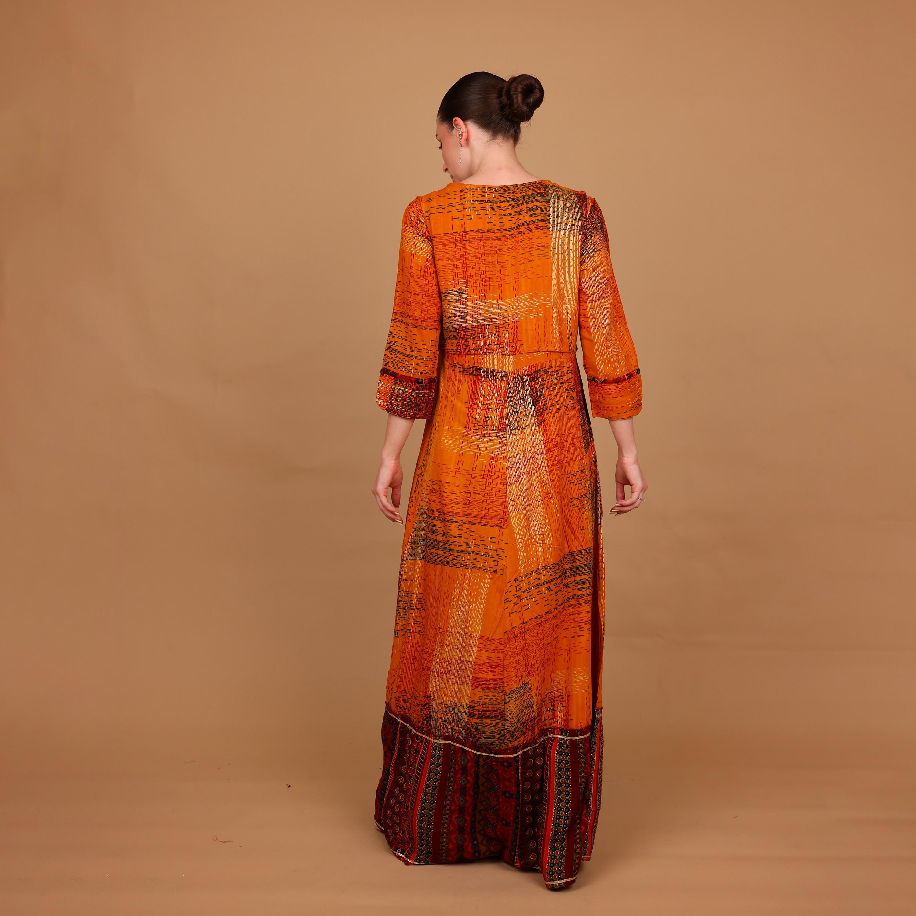 جلابية نسائية بطبقات وأكمام بأساور (كافس) مطبوعة من إيككسا-women-arabicclothing-jalabiyas-image-20