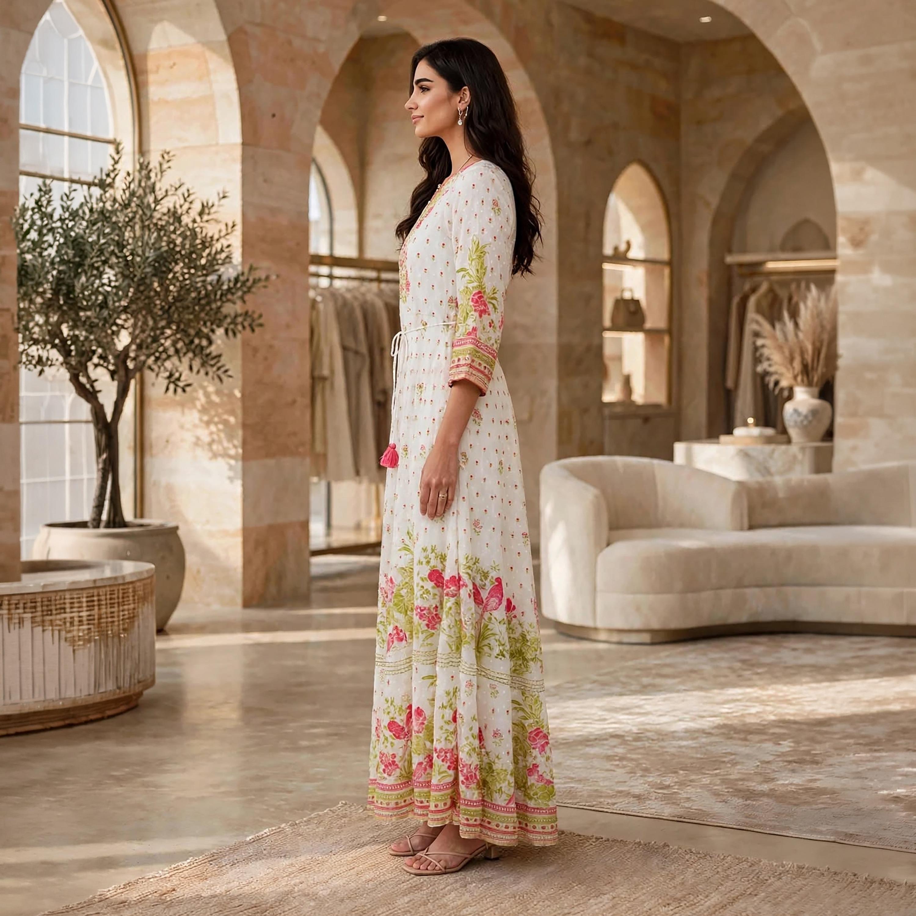 IKKXA Pink Floral Print Women's Fit & Flared Dress-women-clothing-dresses-image-4
