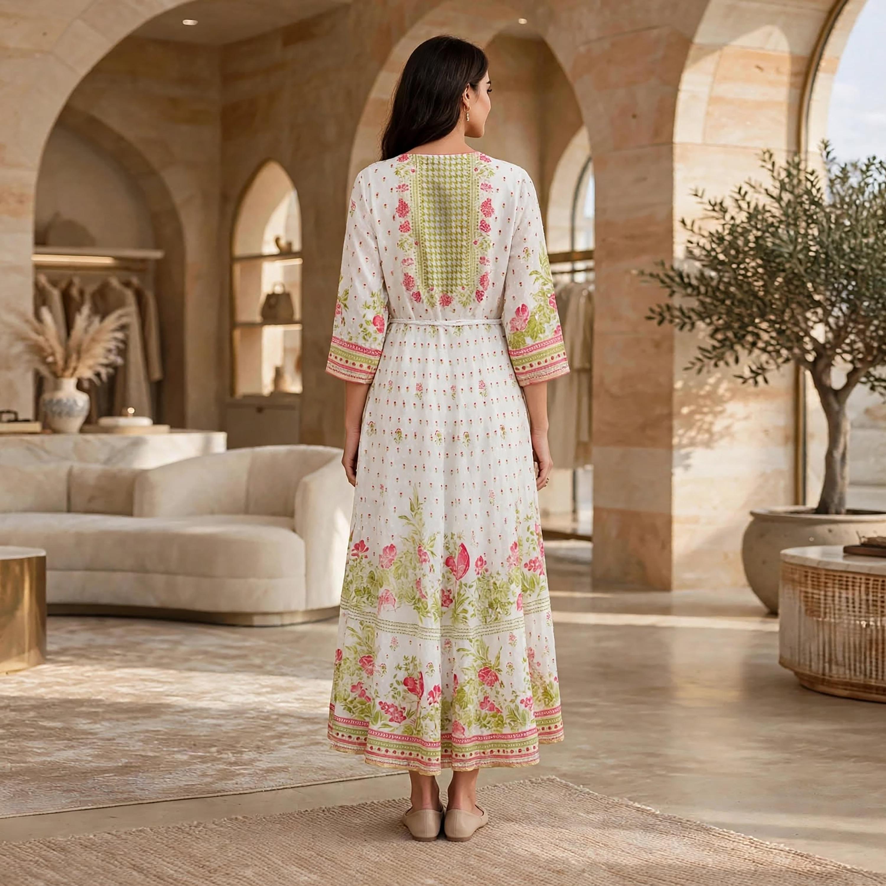 IKKXA Pink Floral Print Women's Fit & Flared Dress-women-clothing-dresses-image-5