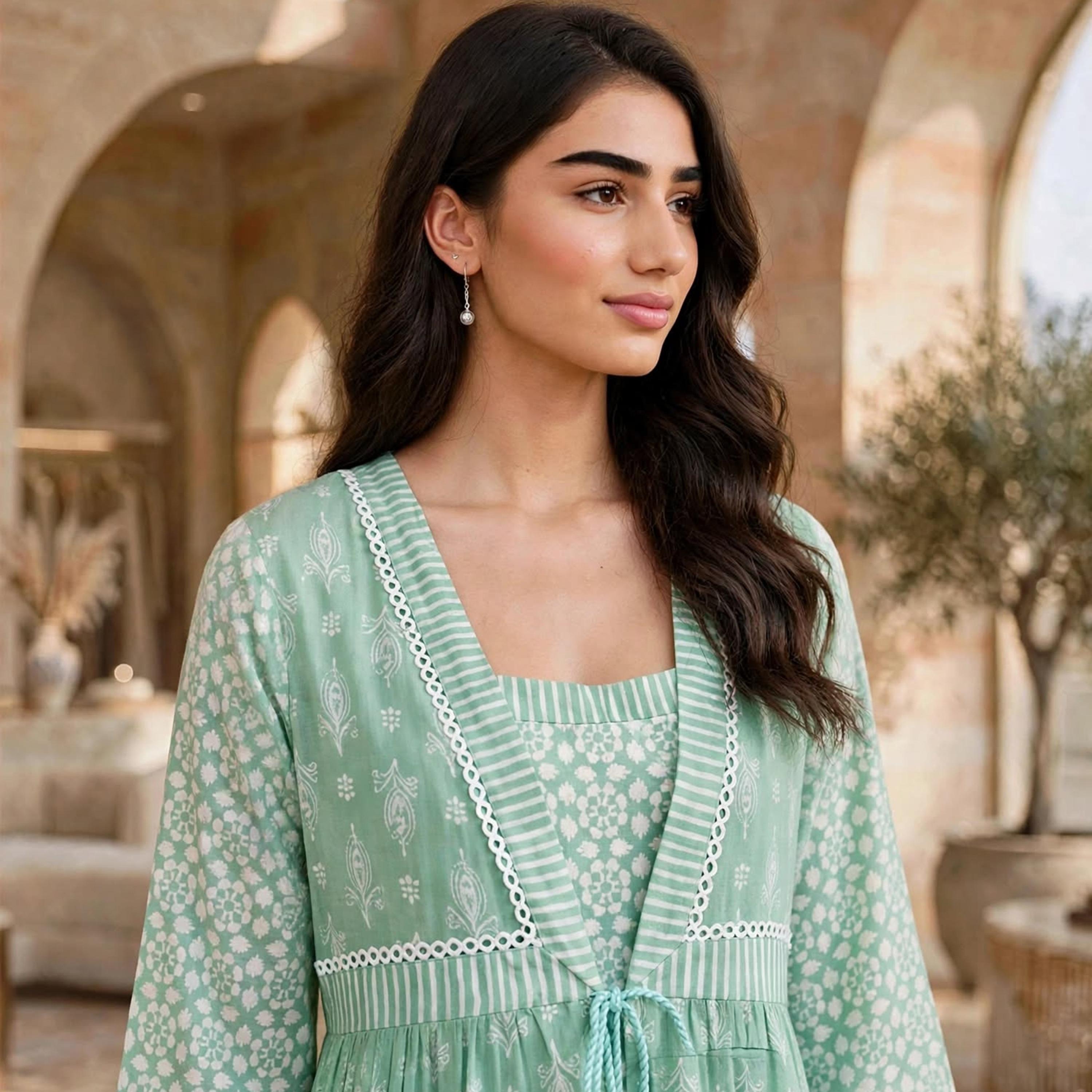 فستان حريمي ضيق من الأعلى وواسع من الأسفل بطبعة زهور من إيكسا-women-clothing-dresses-image-2