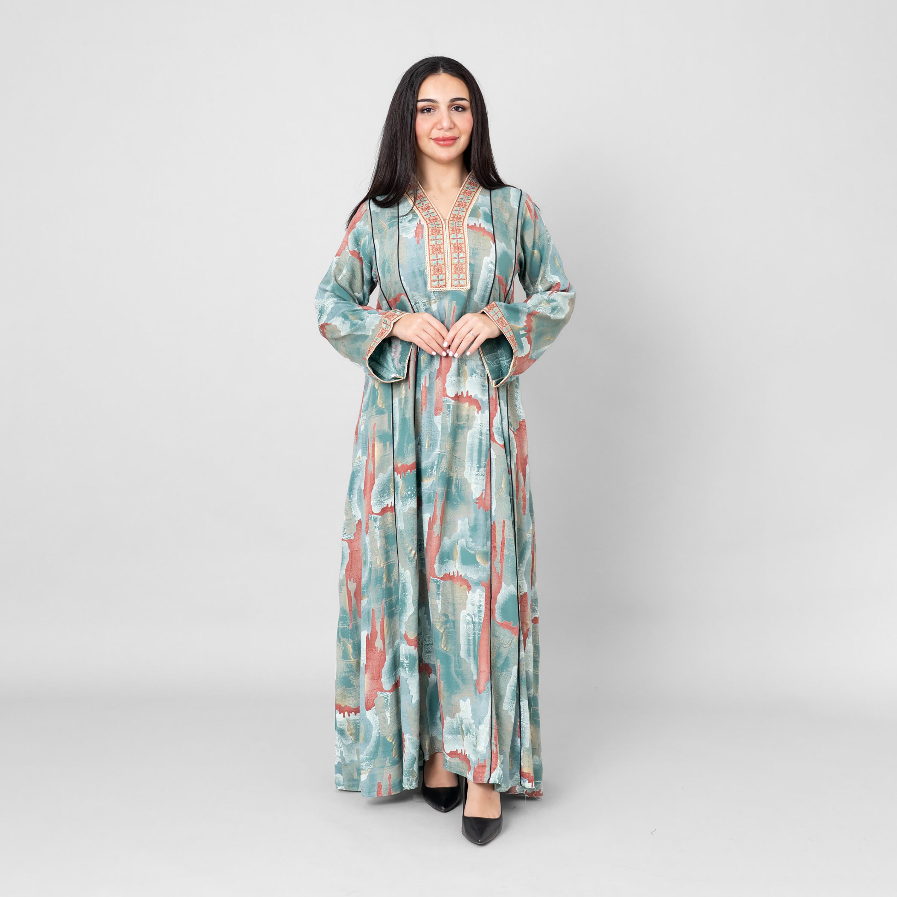 جلابية نسائية بطبعة "أبستراكت" تجريدية من إككسا-women-arabicclothing-jalabiyas-image-1