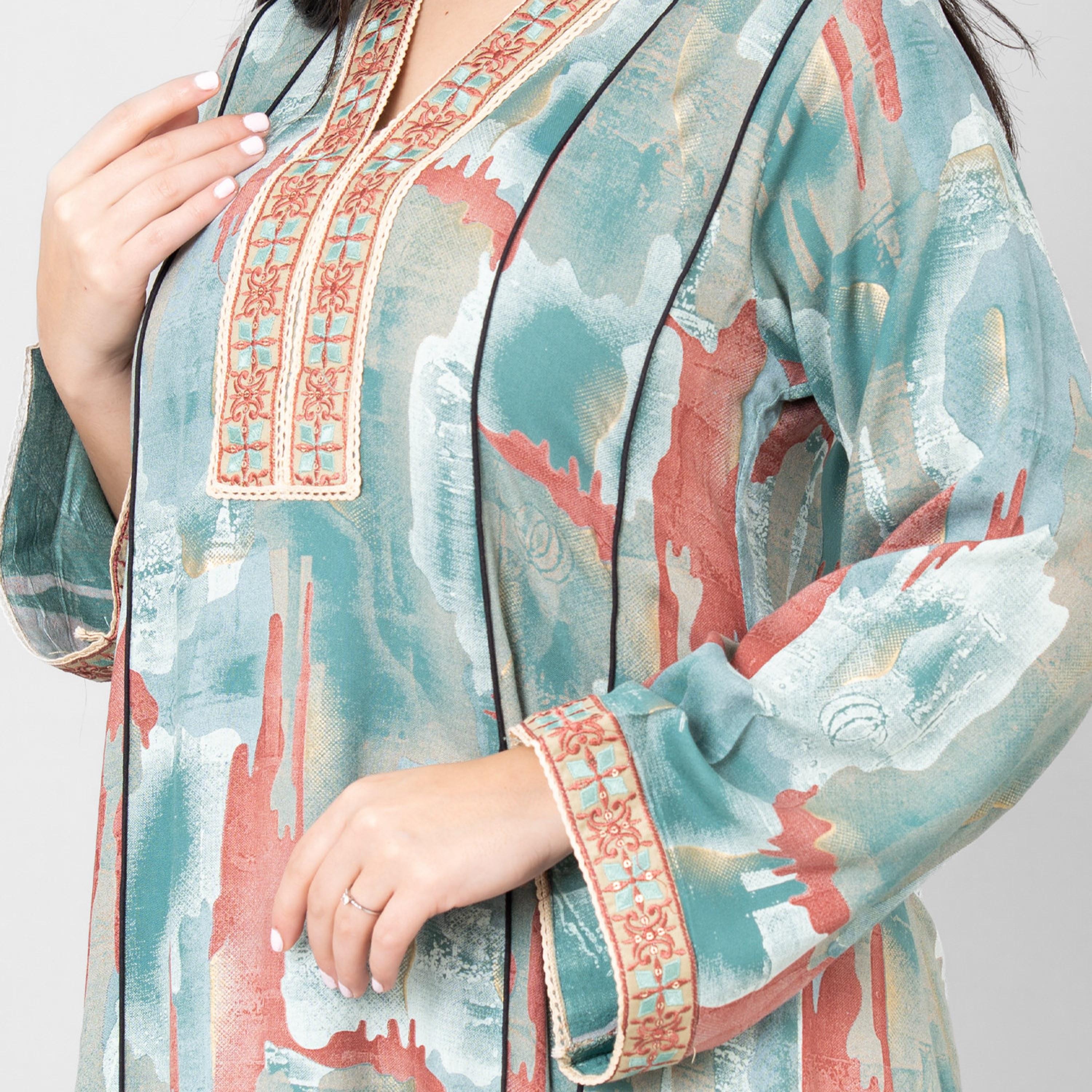 جلابية نسائية بطبعة "أبستراكت" تجريدية من إككسا-women-arabicclothing-jalabiyas-image-2