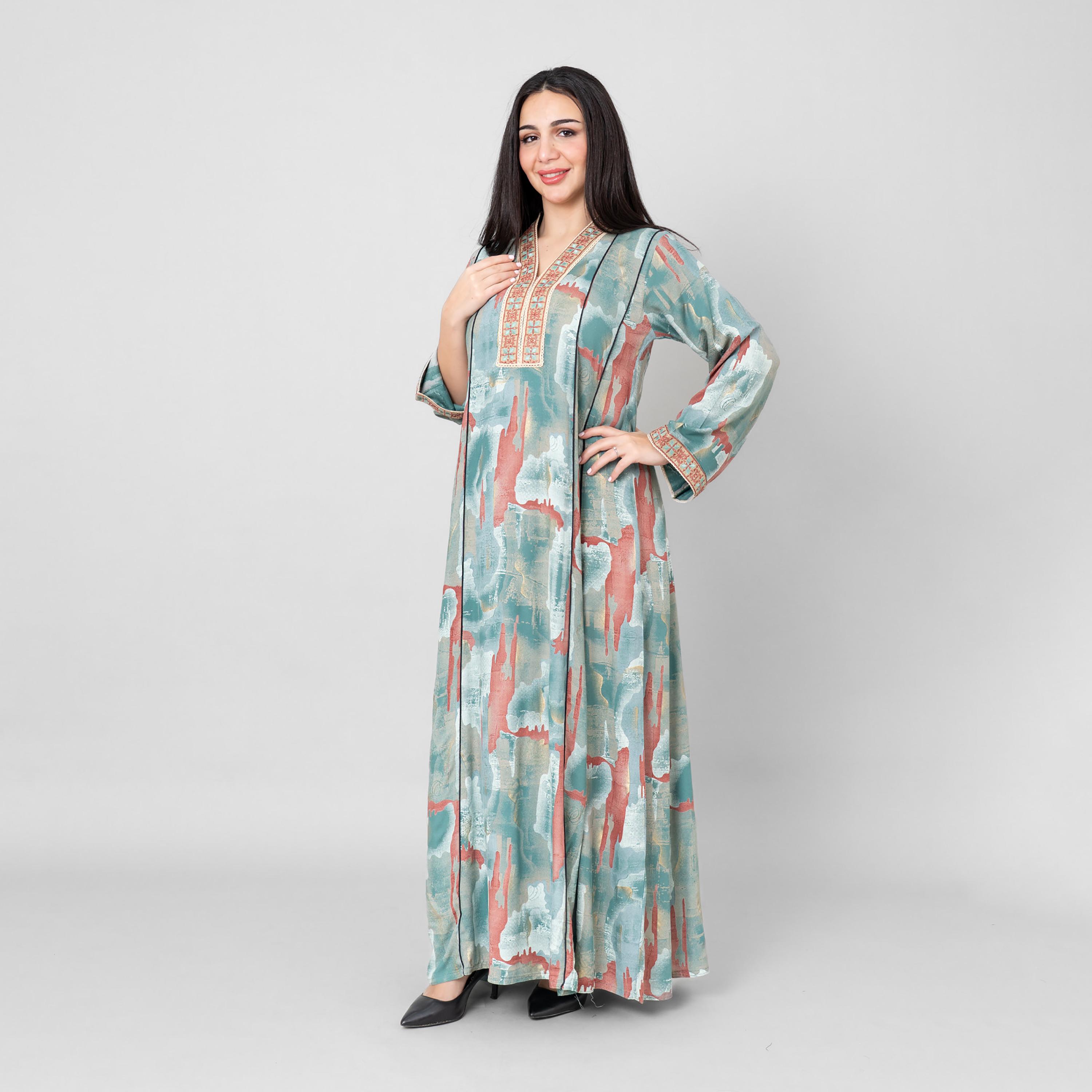 جلابية نسائية بطبعة "أبستراكت" تجريدية من إككسا-women-arabicclothing-jalabiyas-image-3